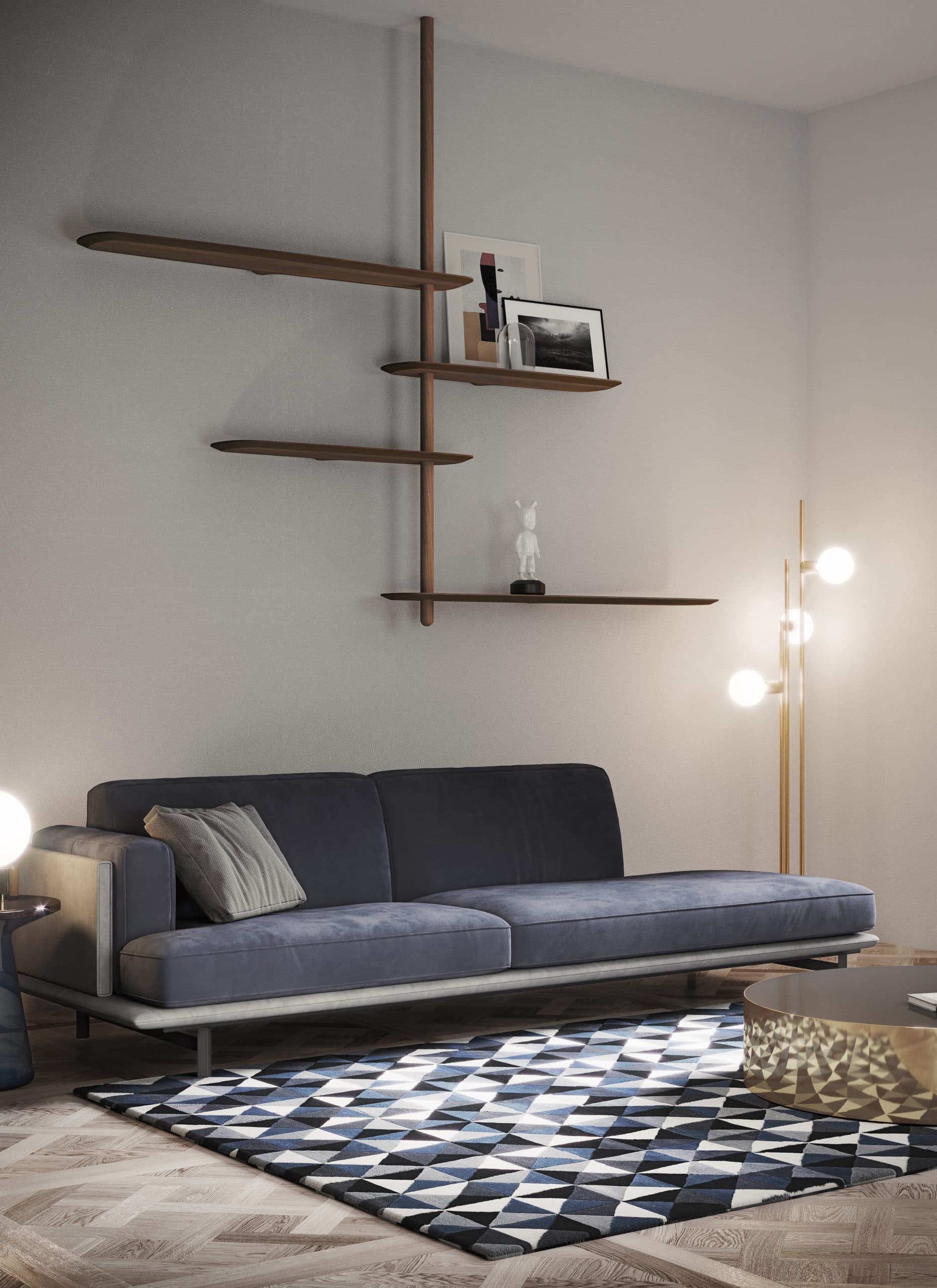UNICA Wall Shelf - CONFIGURATION 07 walnut veneer