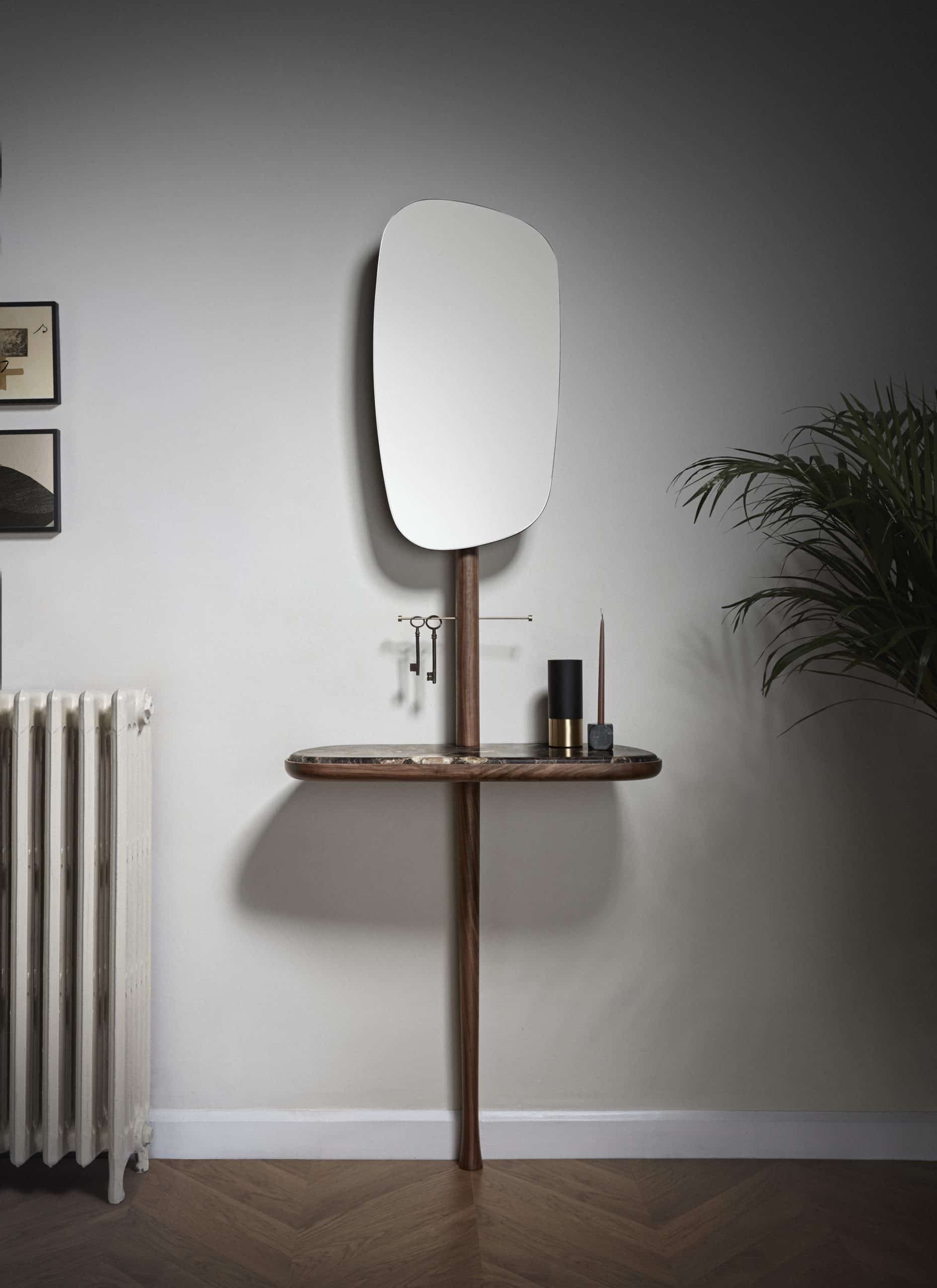 Wall Console with Mirror FOYER lite Wood