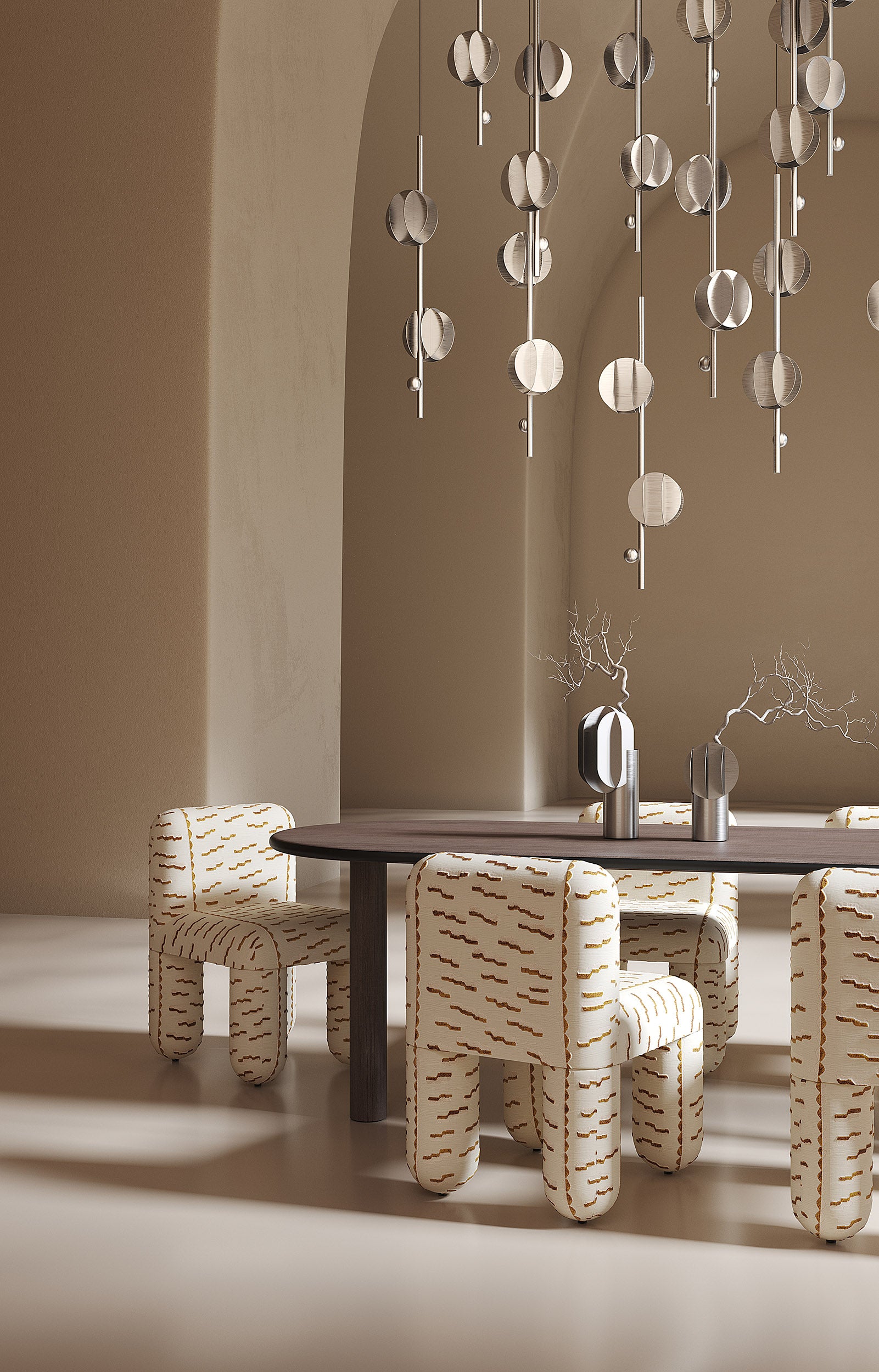 HELLO chair sand beige with brown pattern