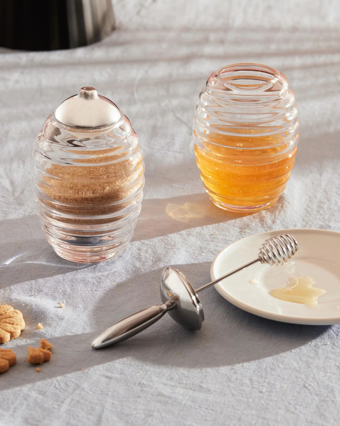 Honigschweißglas aus Glas und Stahl
