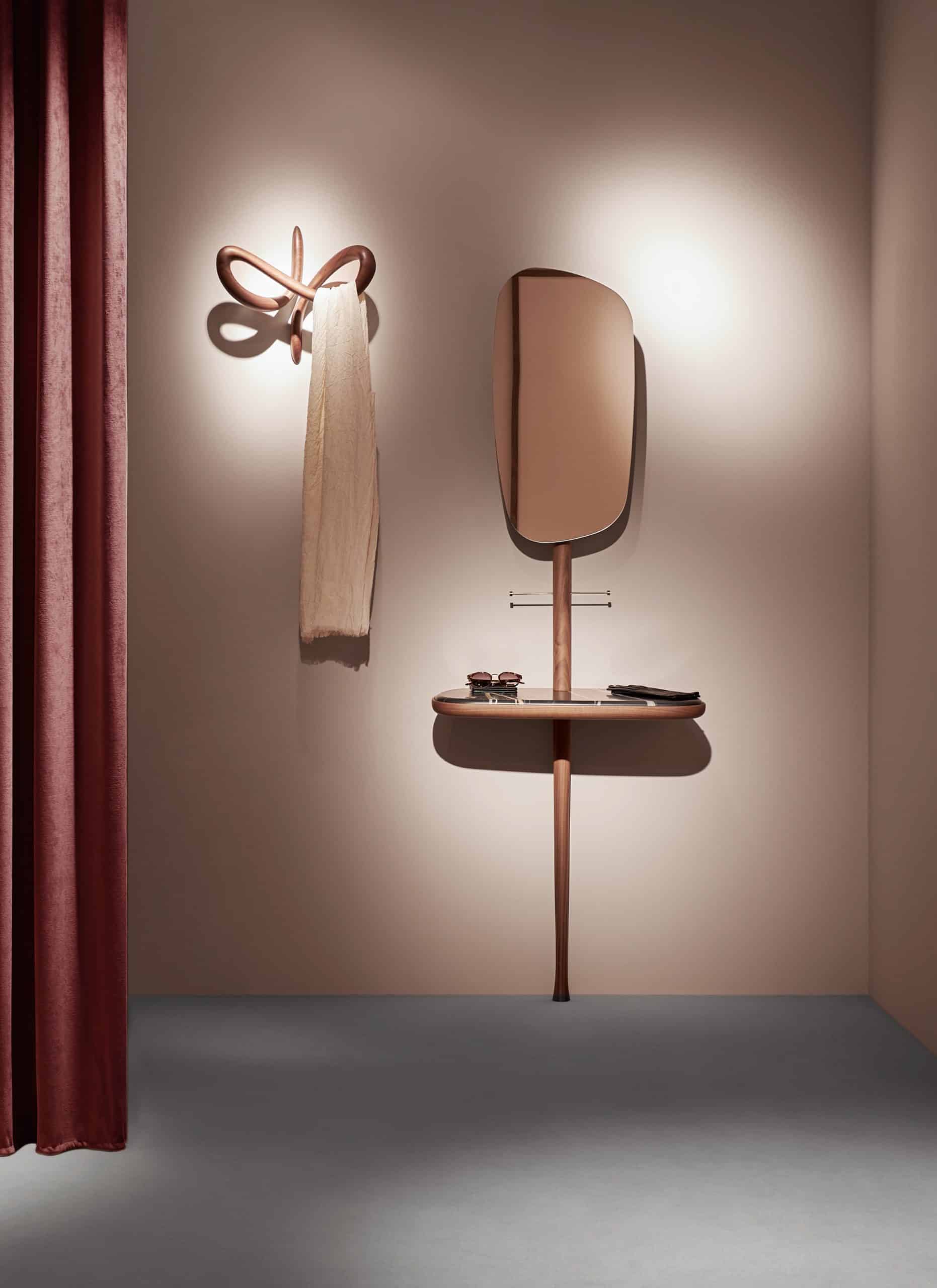 Wall Console with Mirror FOYER lite Wood