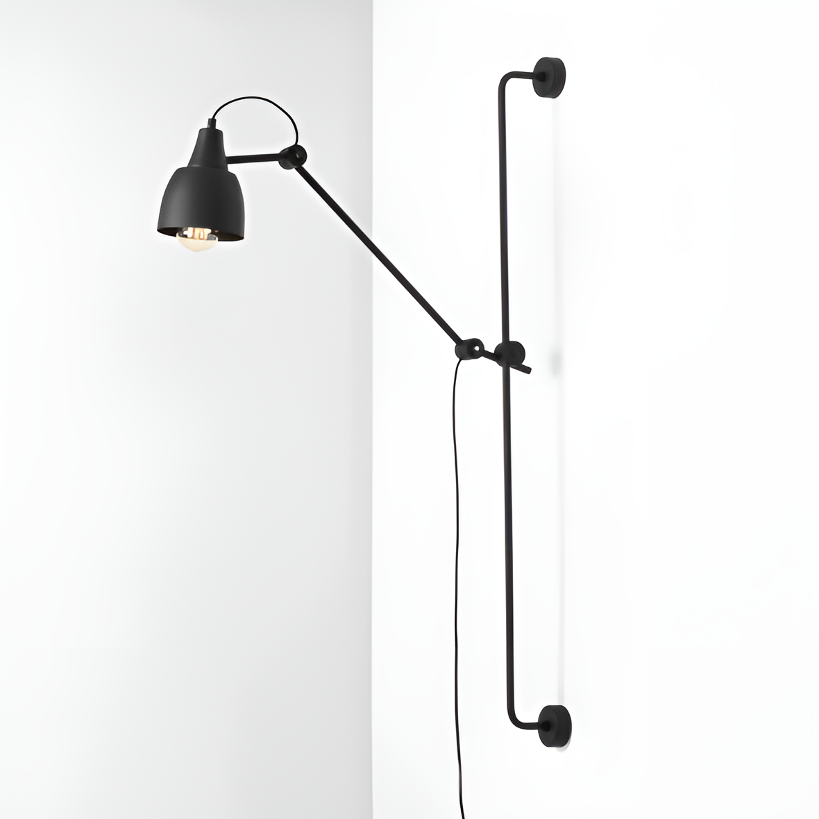 Adjustable wall lamp with arm DRON black