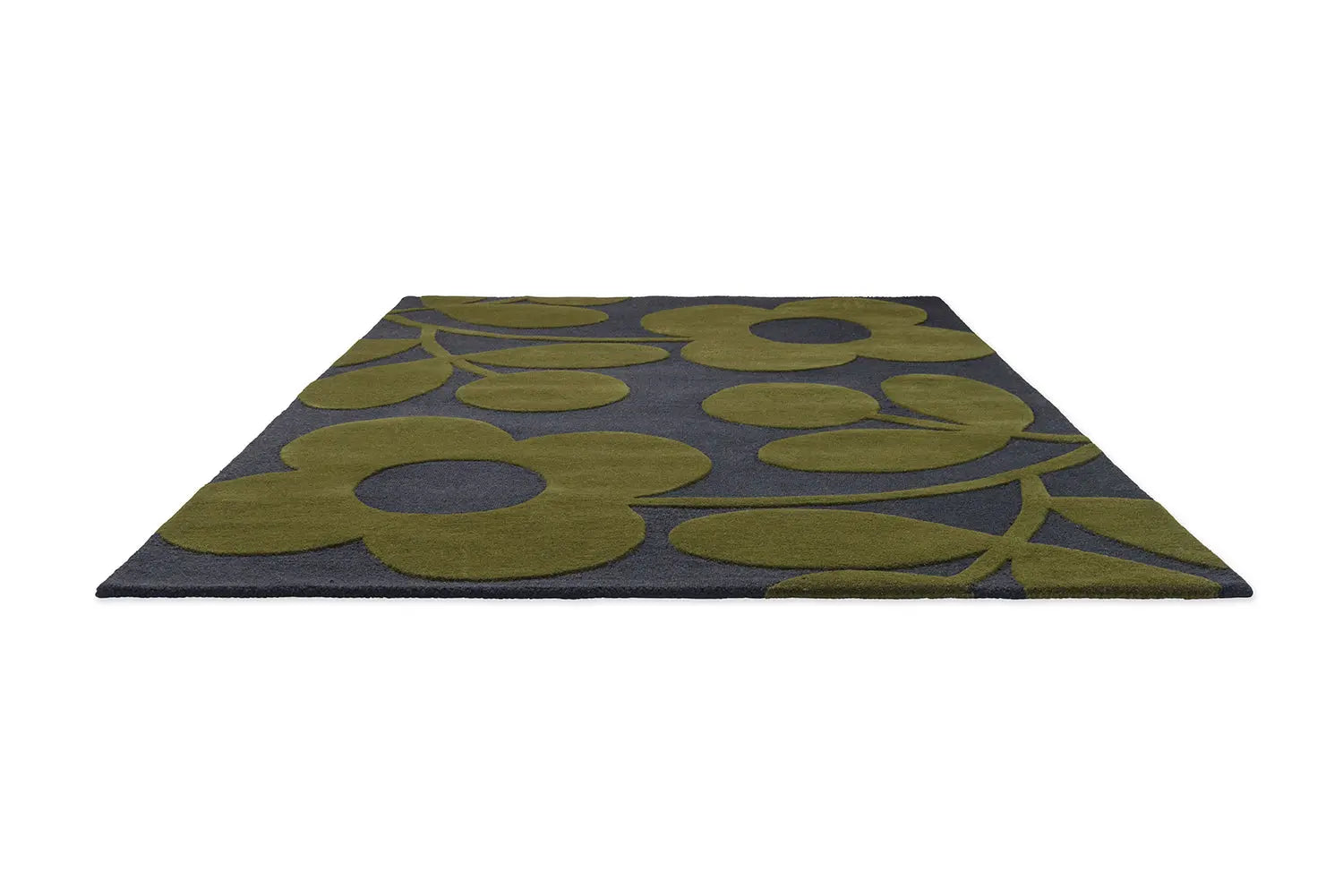 Dywan SPRING STEM granatowy z zielonym do salonu – Orla Kiely
