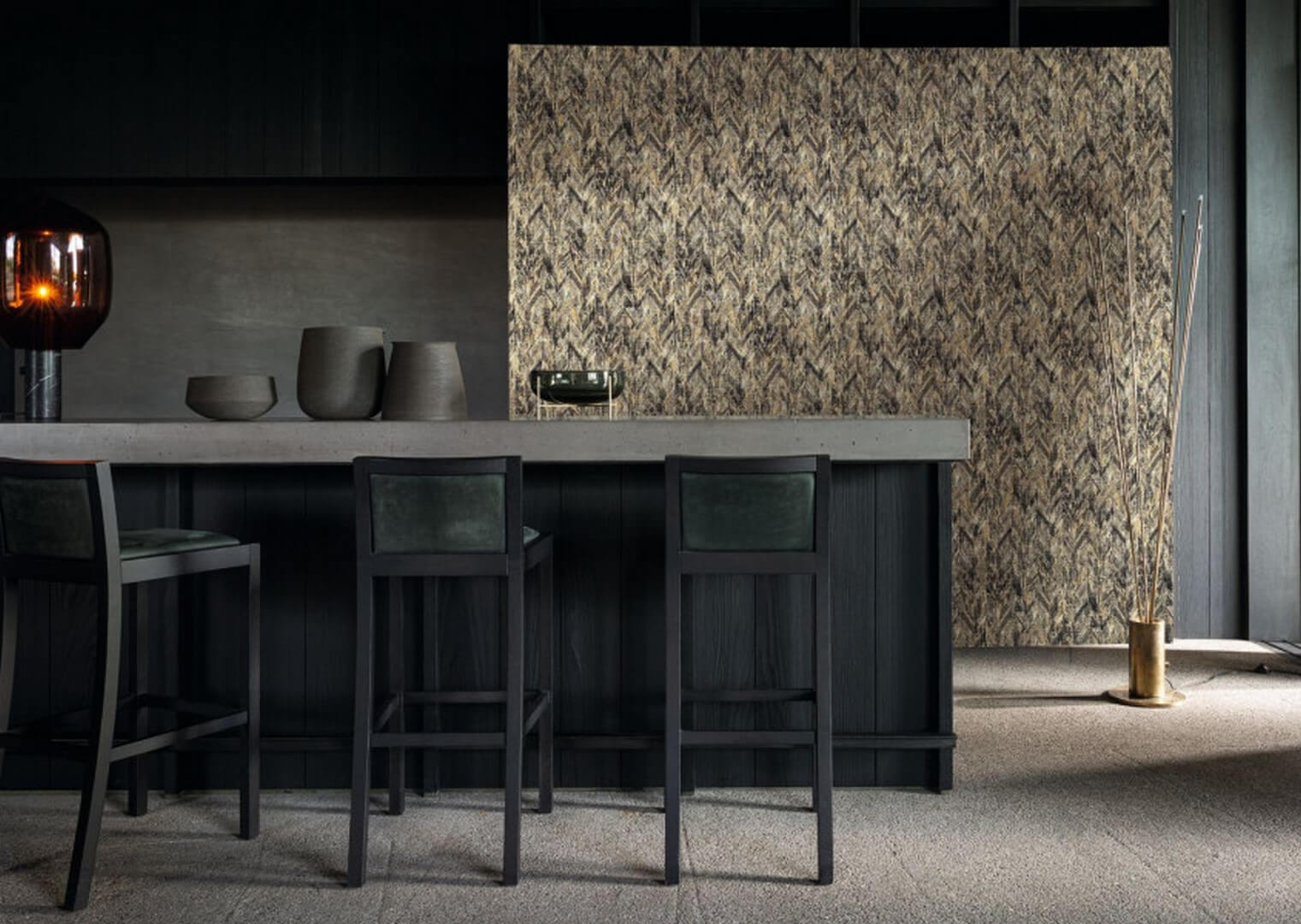 Textile structural jacquard wallpaper with abstract pattern ARAPAHO - SABLE PIERRE- BLEUE beige with blue