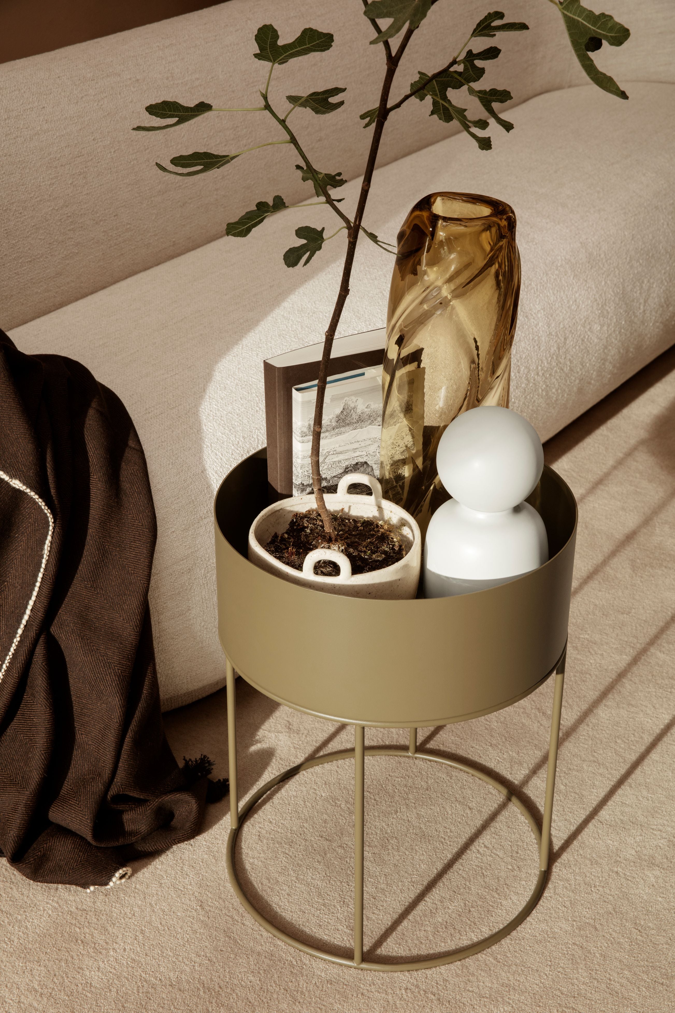 Round planter PLANT BOX ROUND beige