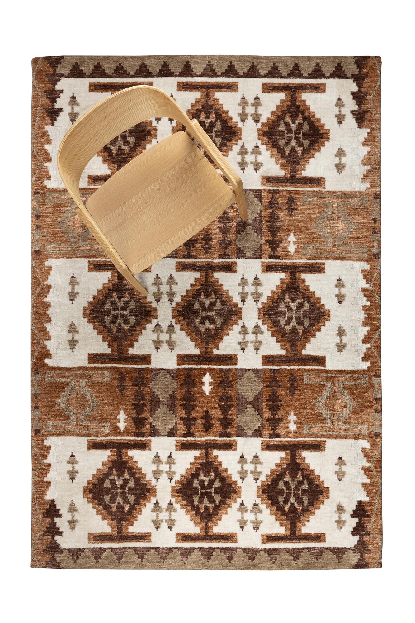 Maron Brown Teppich mit Beige