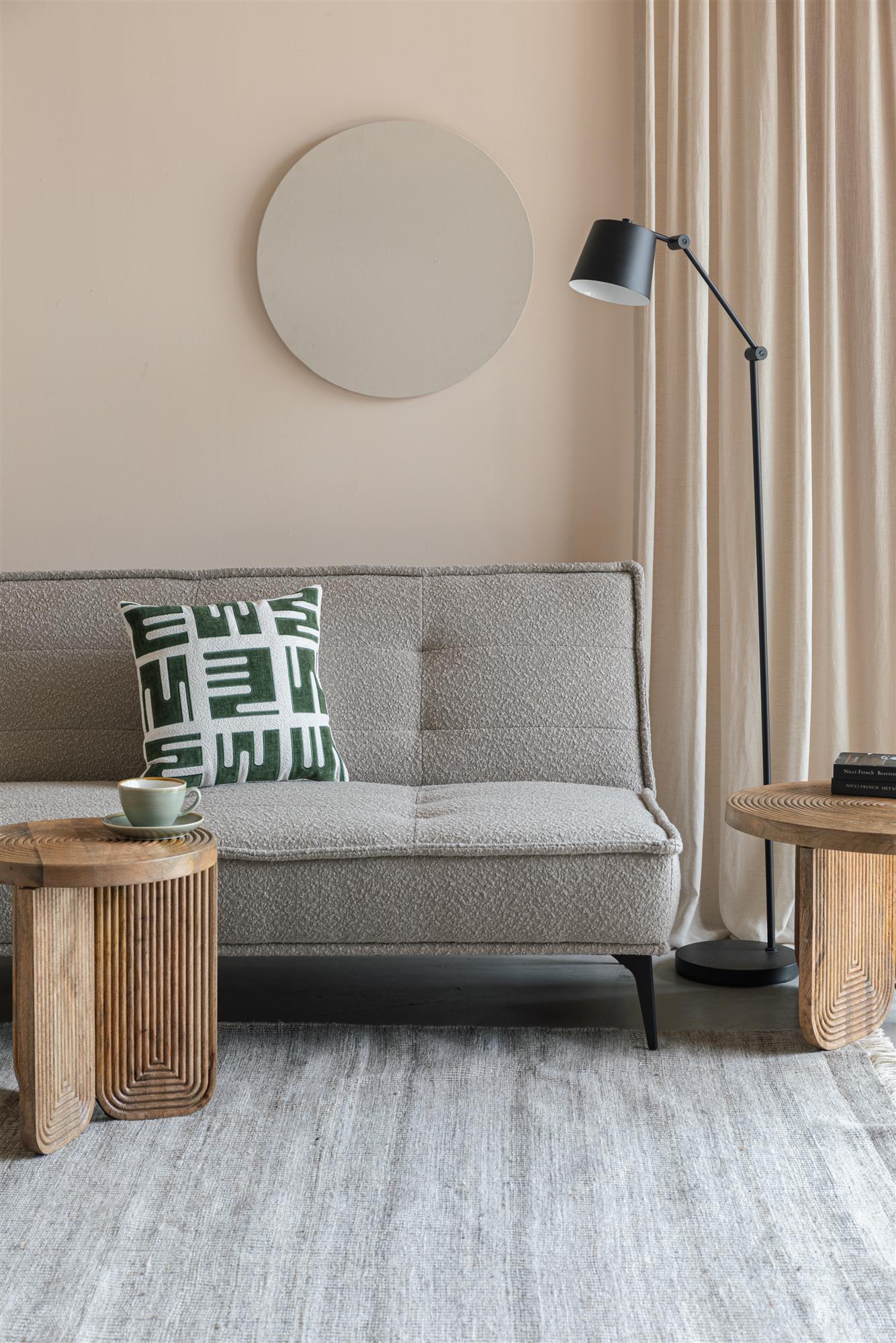 Ausziehbares Sofa CIELKE beige mit schwarzem Gestell