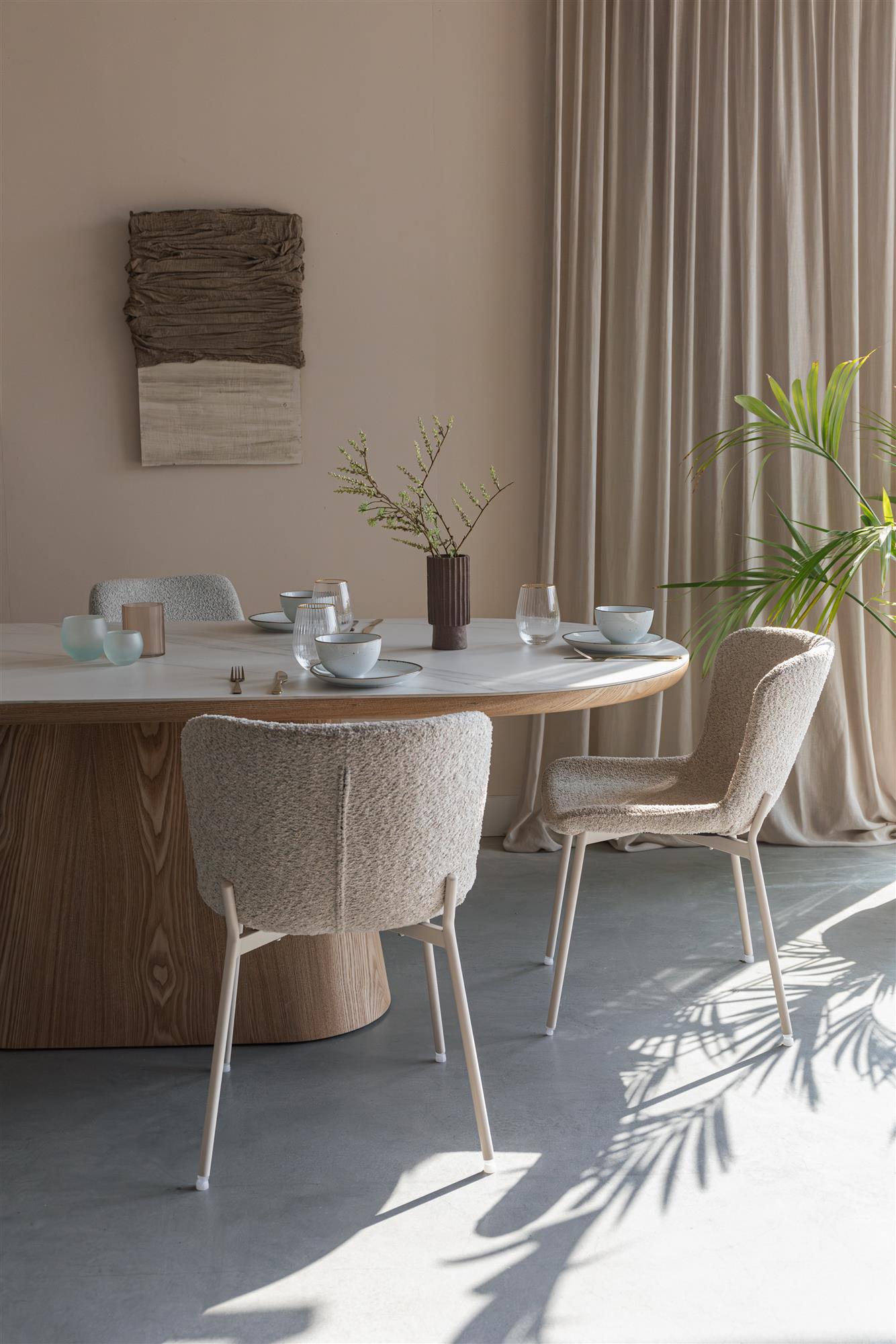 ALMIRA walnut table with marble imitation
