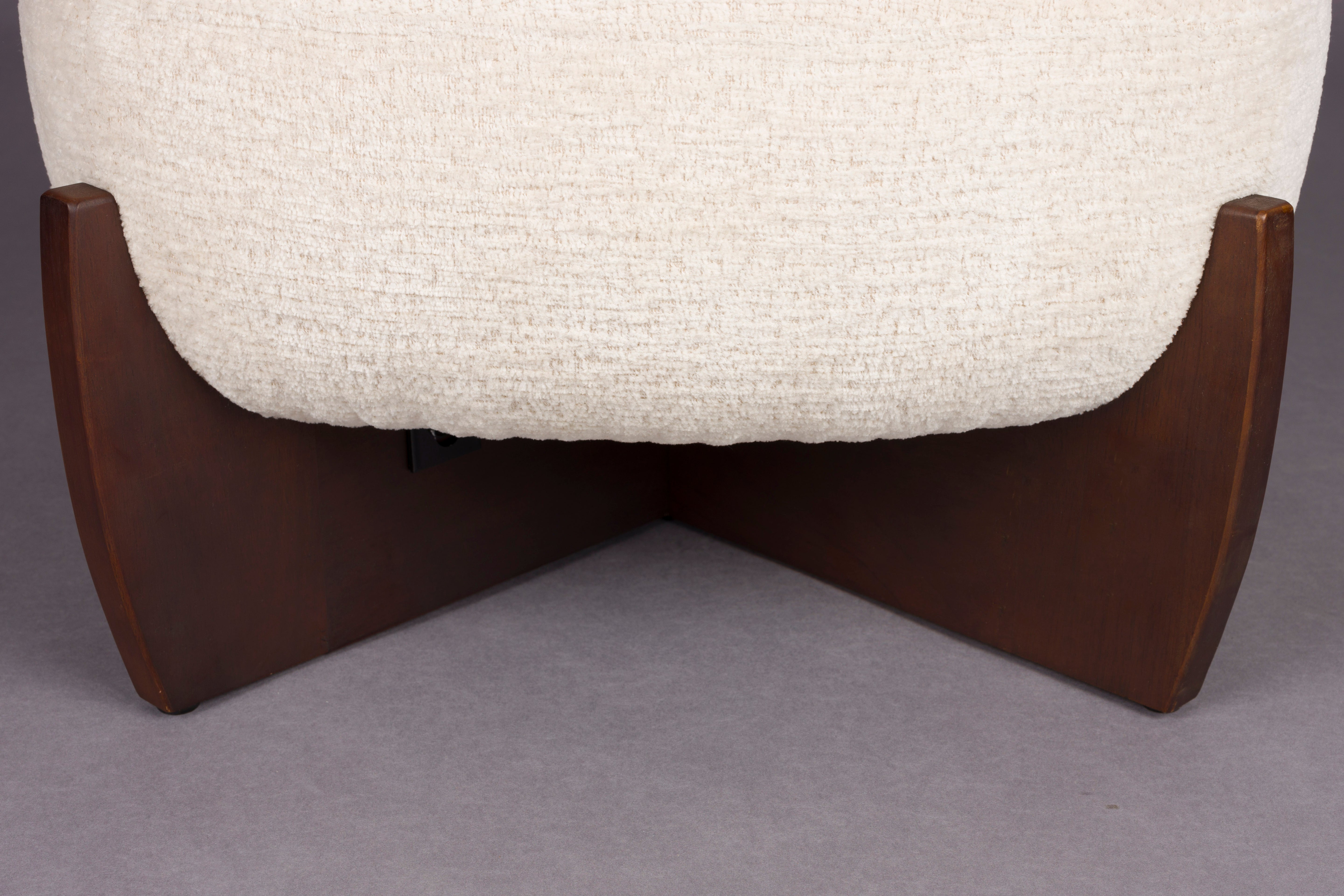 EMILIUS pouf in beige with a wooden base