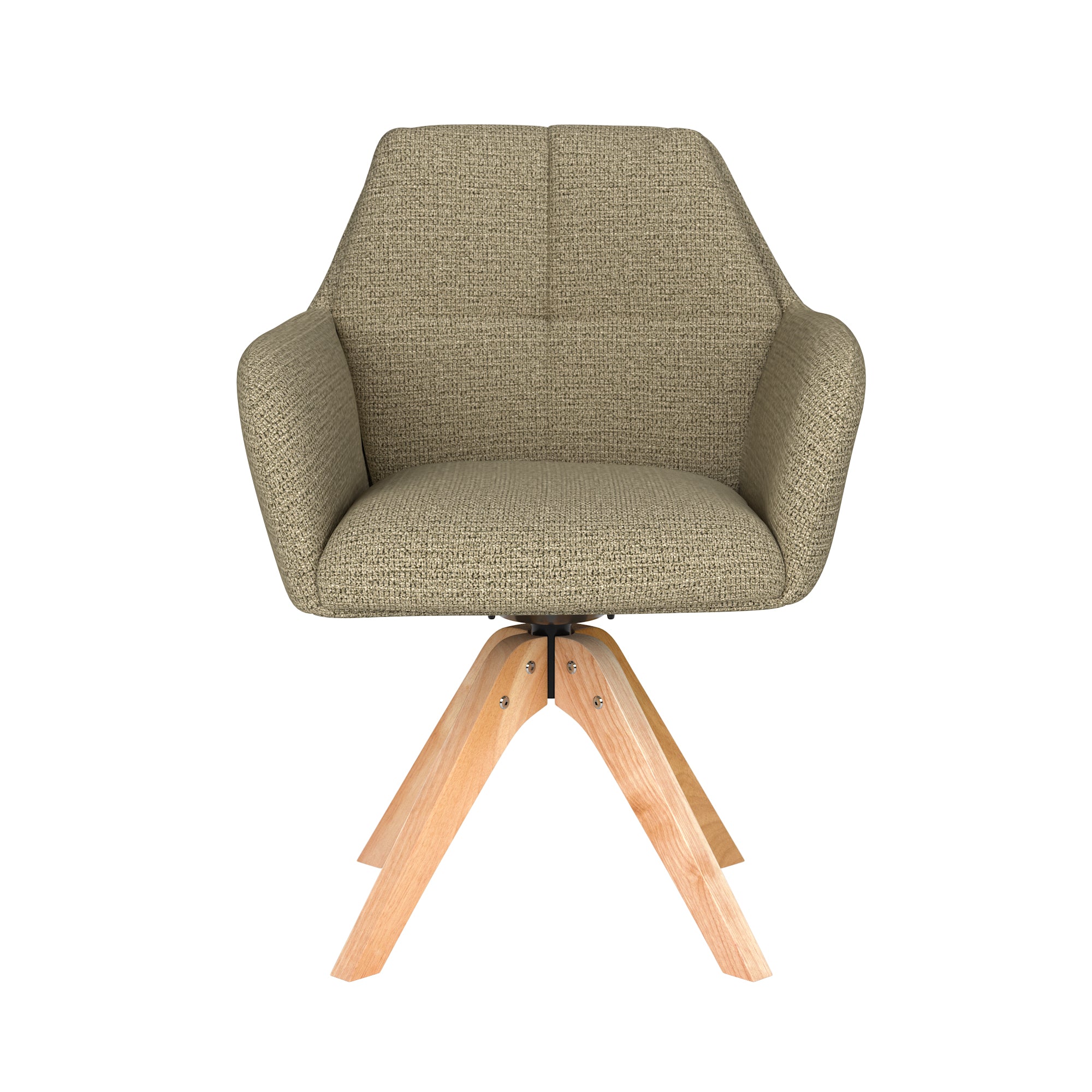 PETE green swivel chair with wooden base