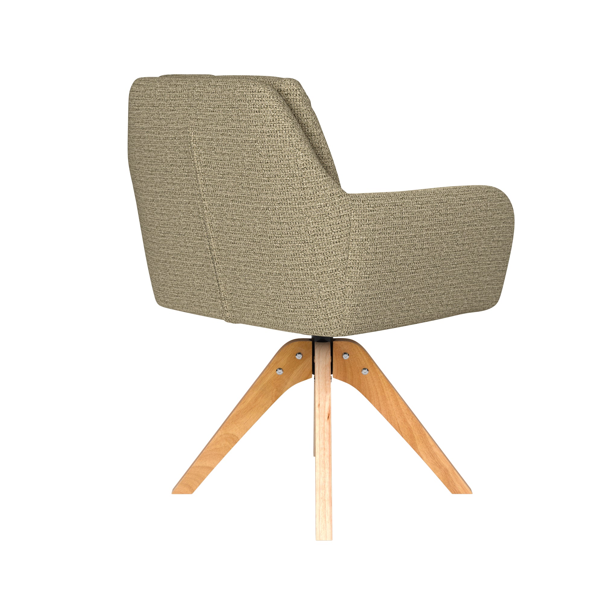 PETE green swivel chair with wooden base
