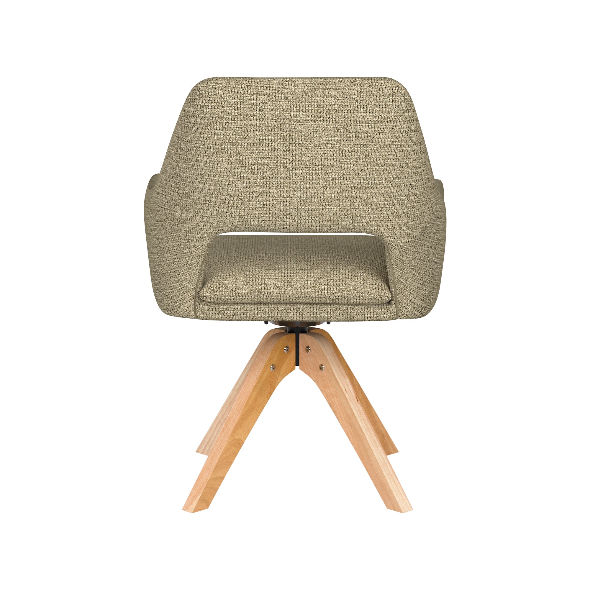 MOS green swivel chair with wooden base