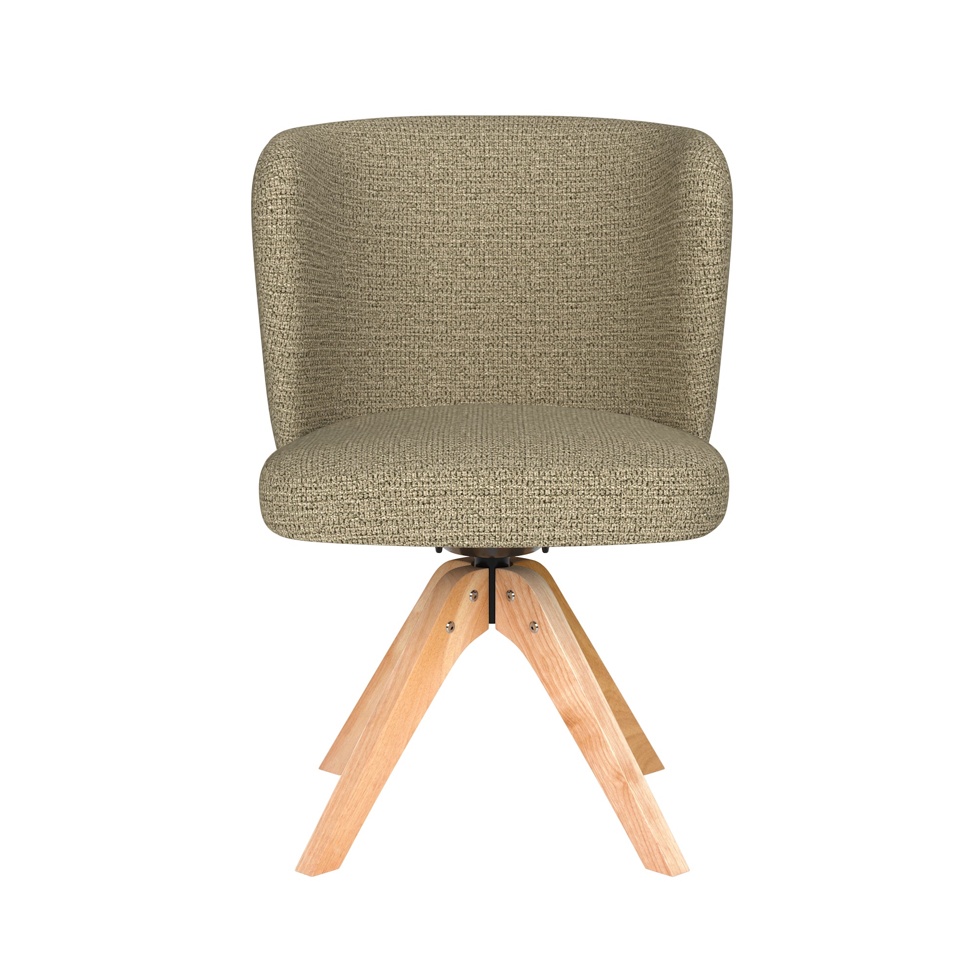 STAN green swivel chair with wooden base