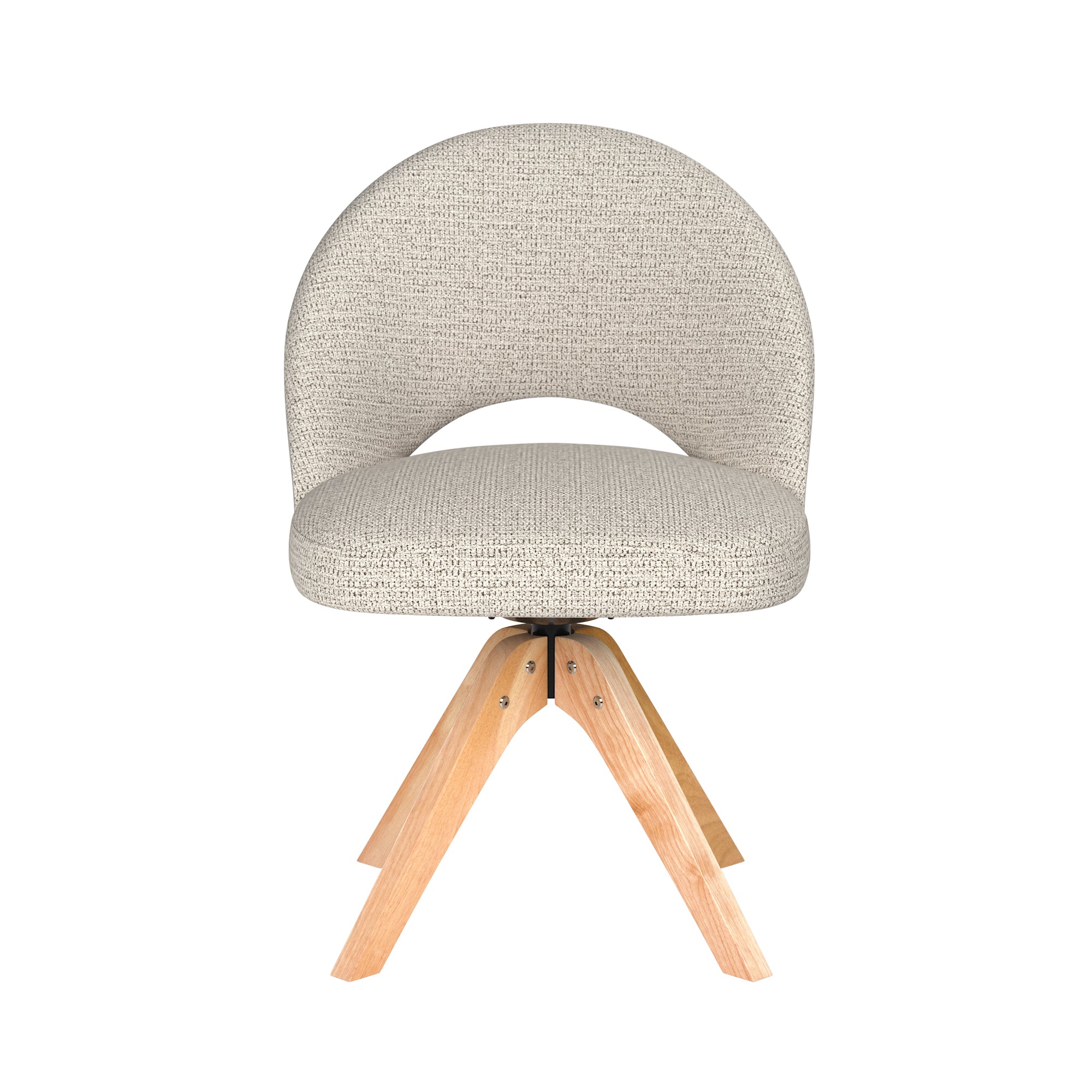 MICK swivel chair light beige with wooden base