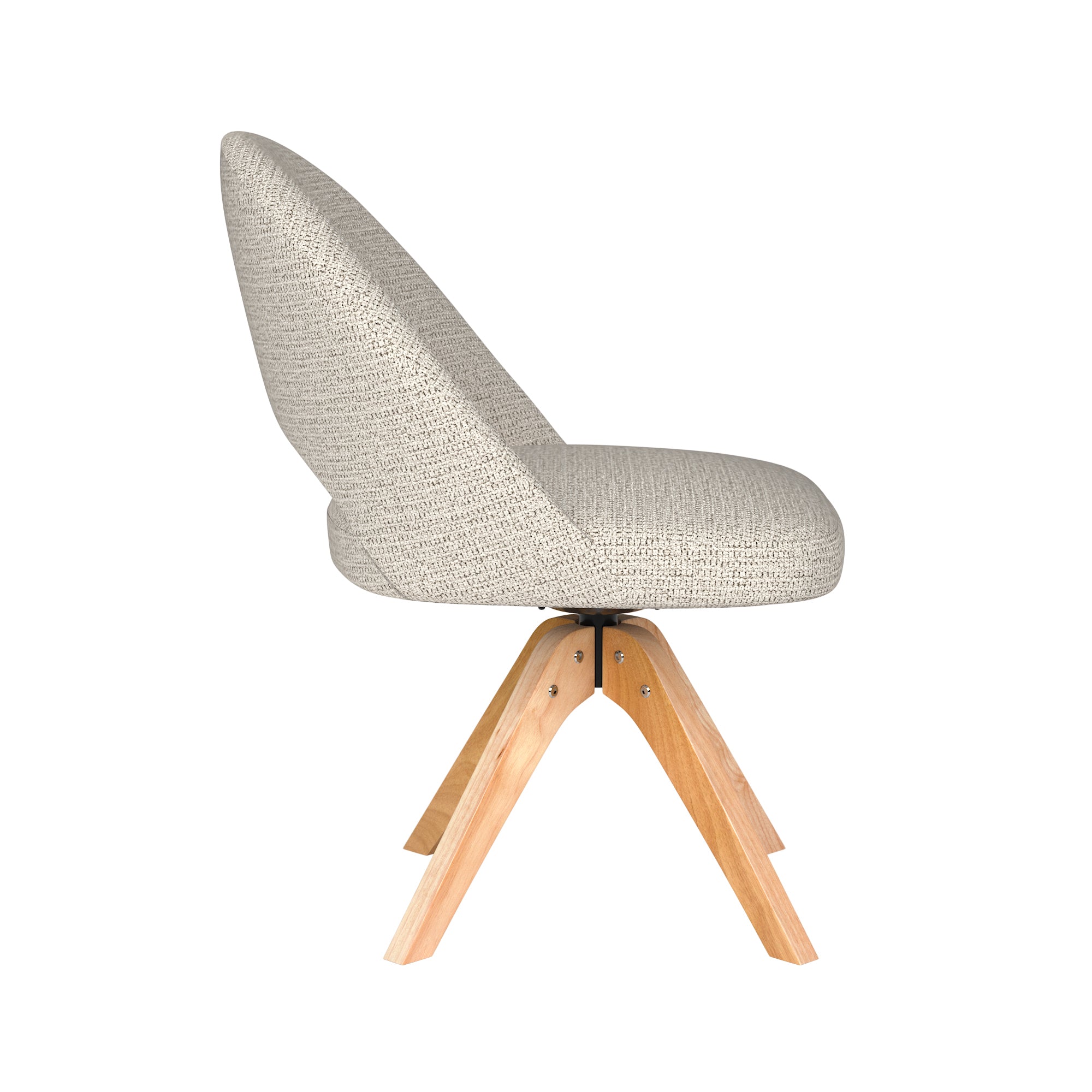 MICK swivel chair light beige with wooden base