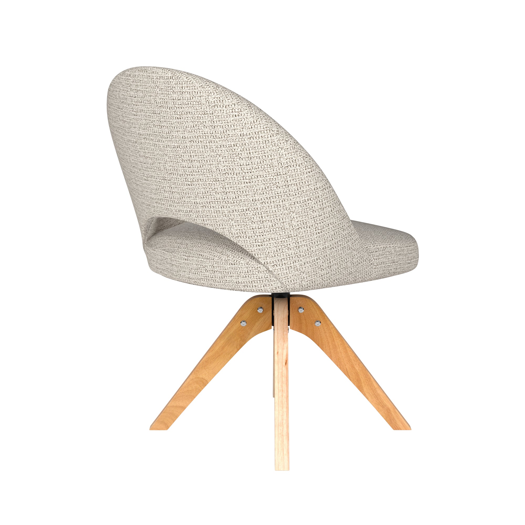 MICK swivel chair light beige with wooden base