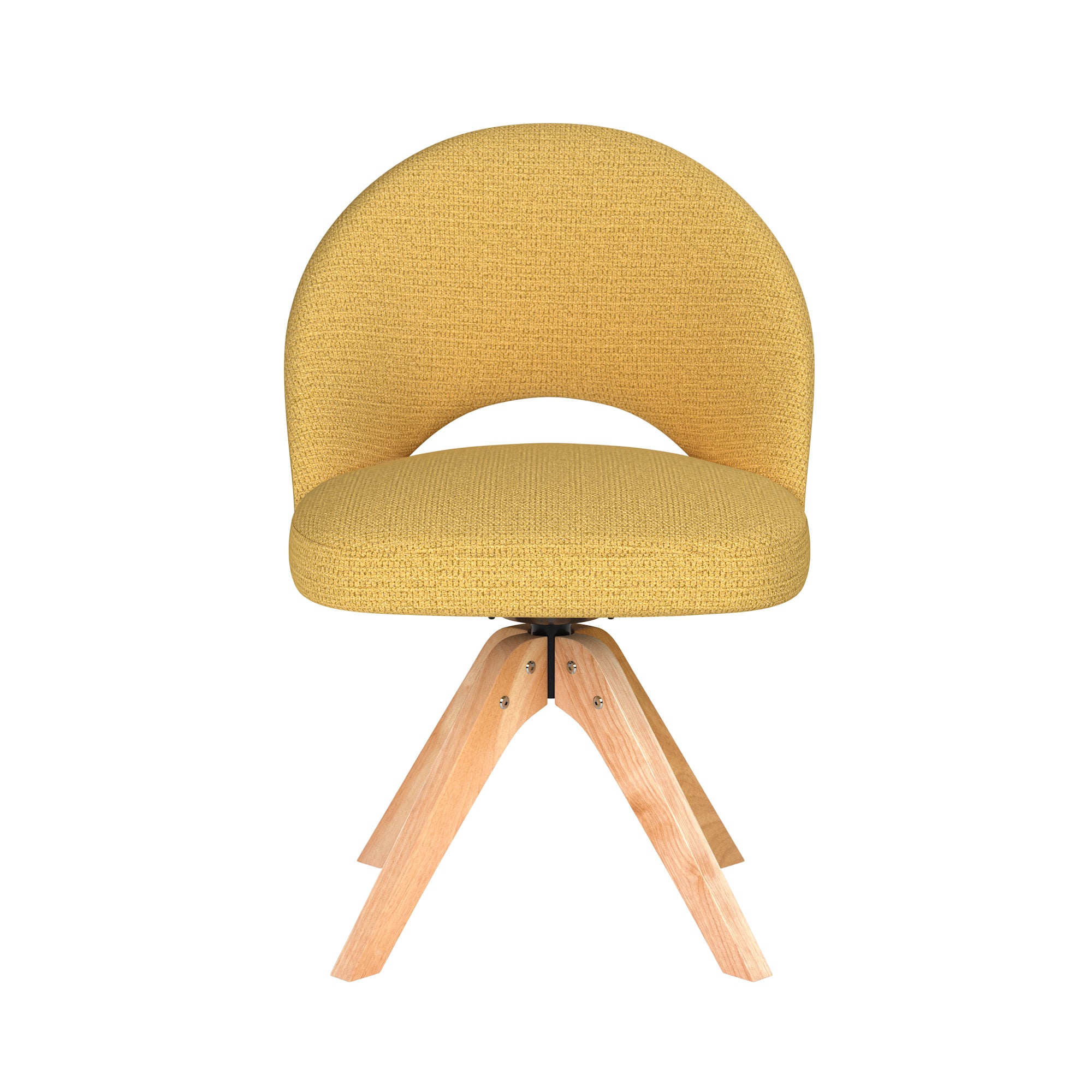 MICK yellow swivel chair with wooden base