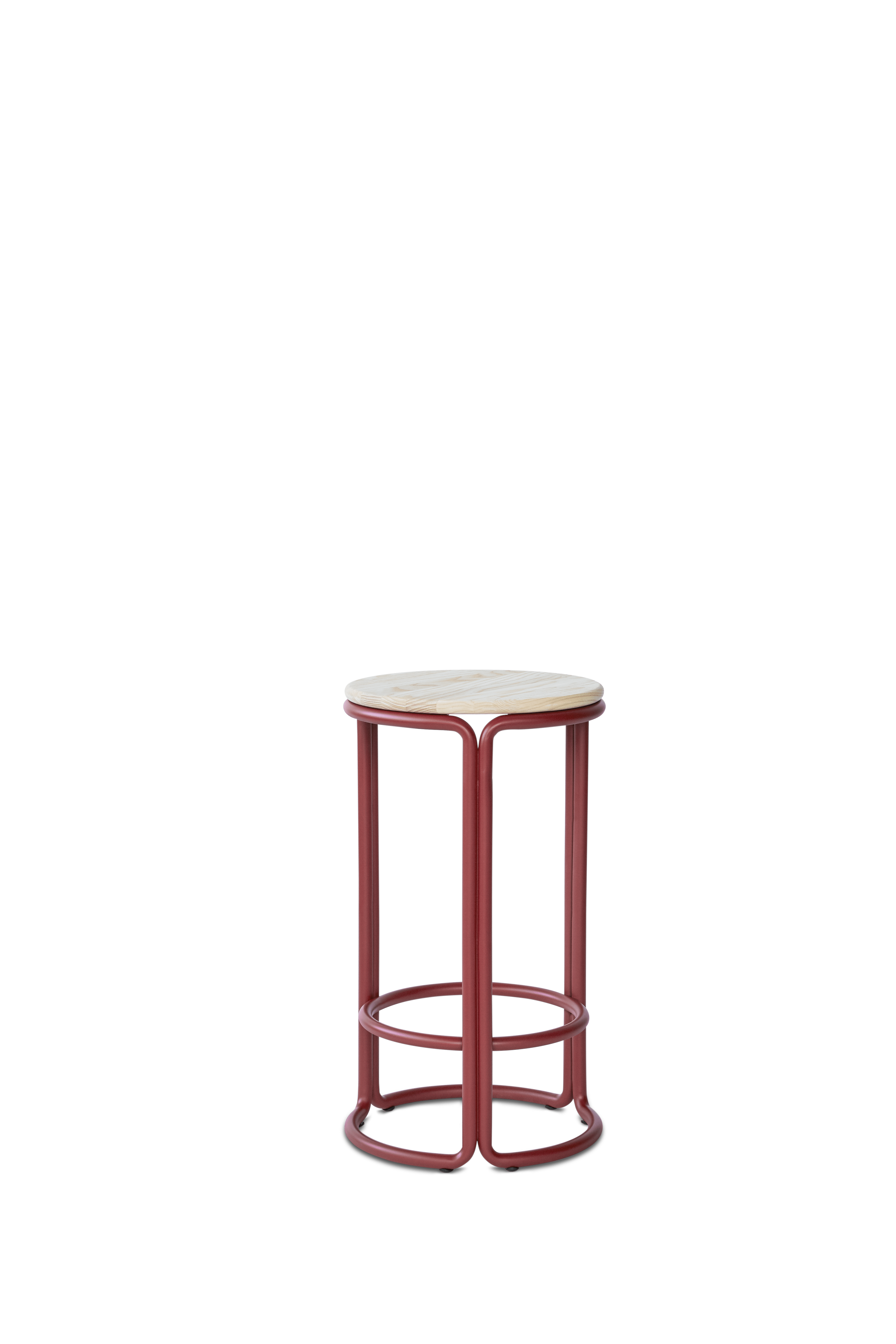 HARDIE red stool with natural seat