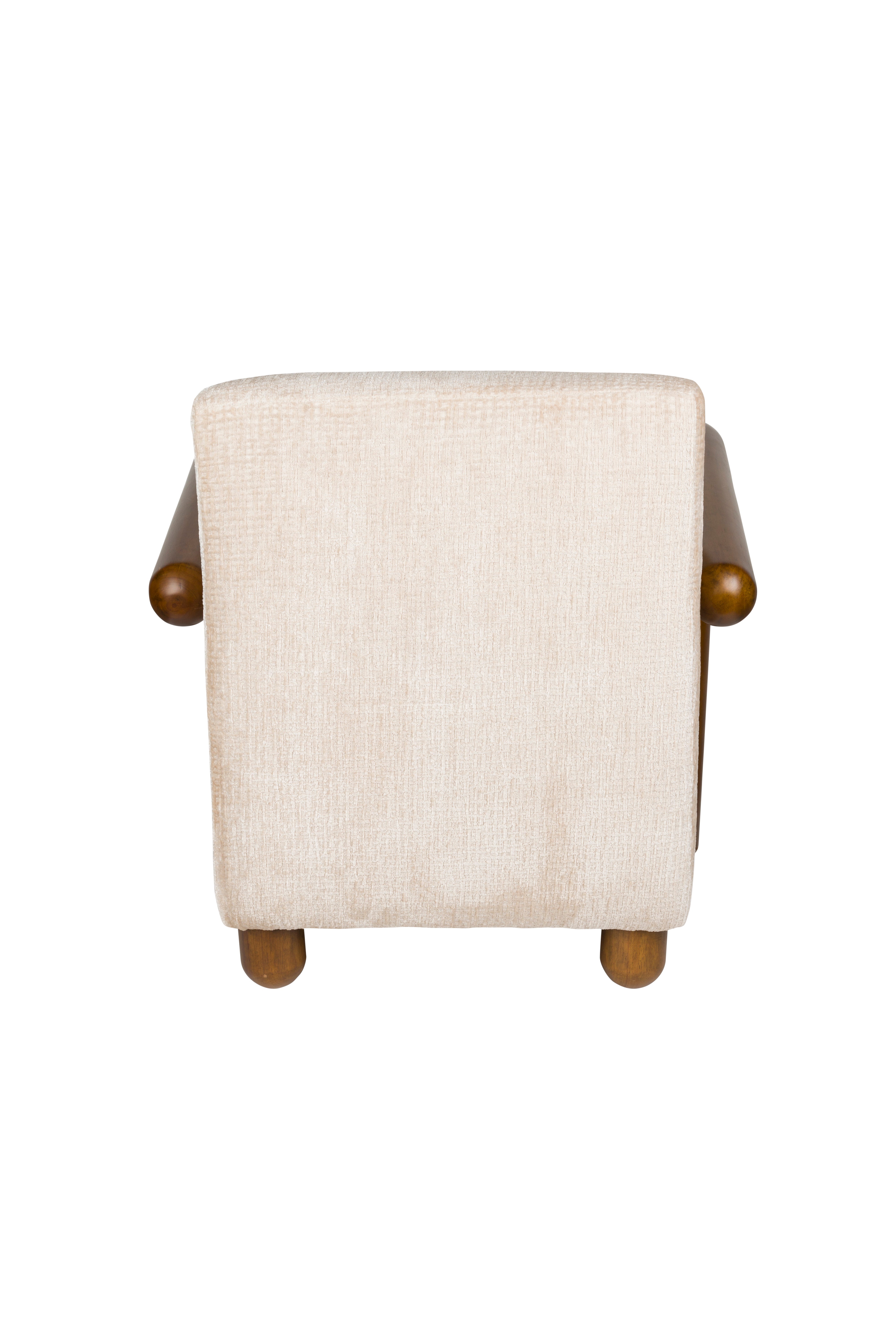 ROBINSON beige armchair with wooden base
