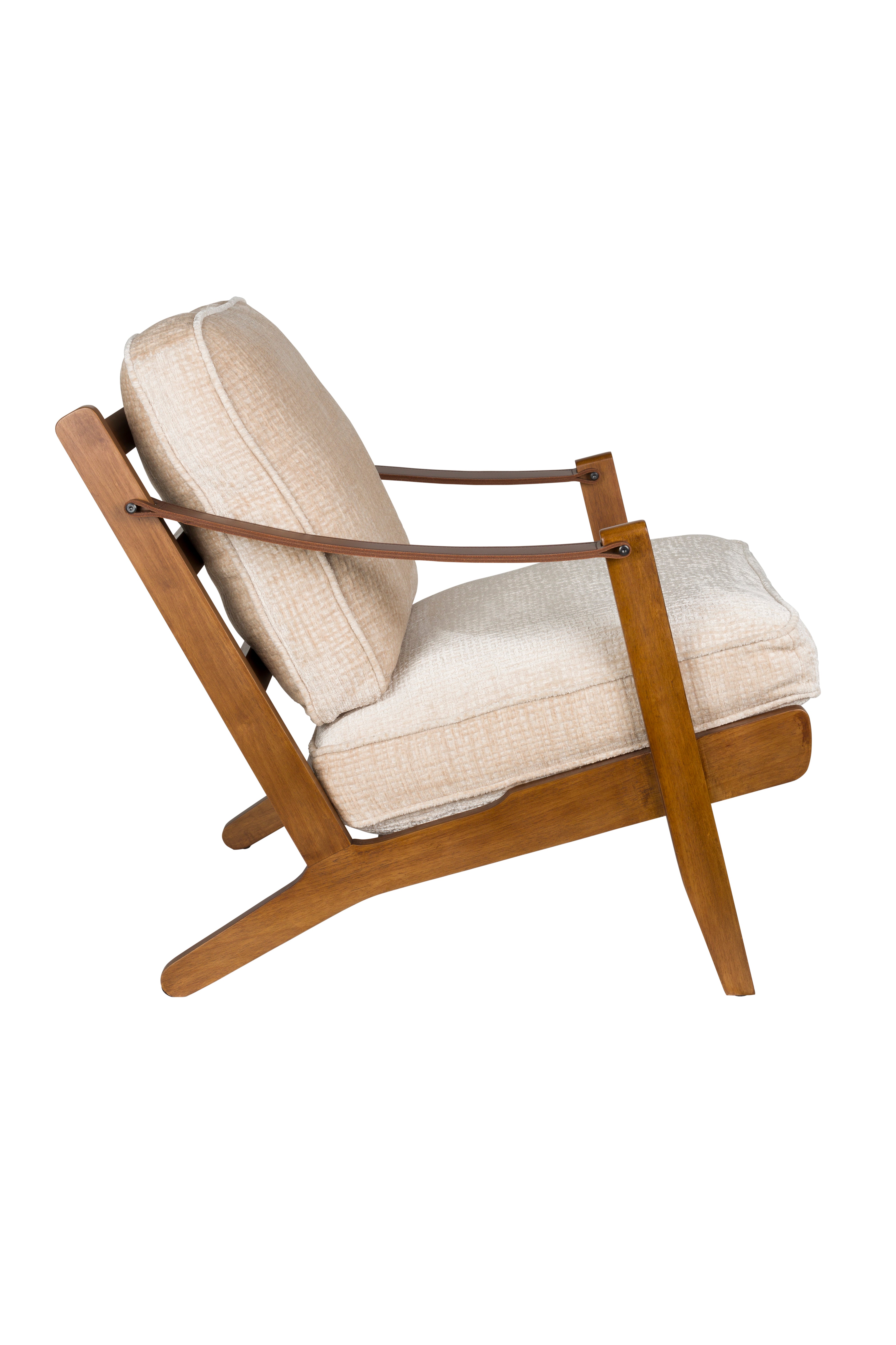 WASHINGTON armchair in beige with a wooden base
