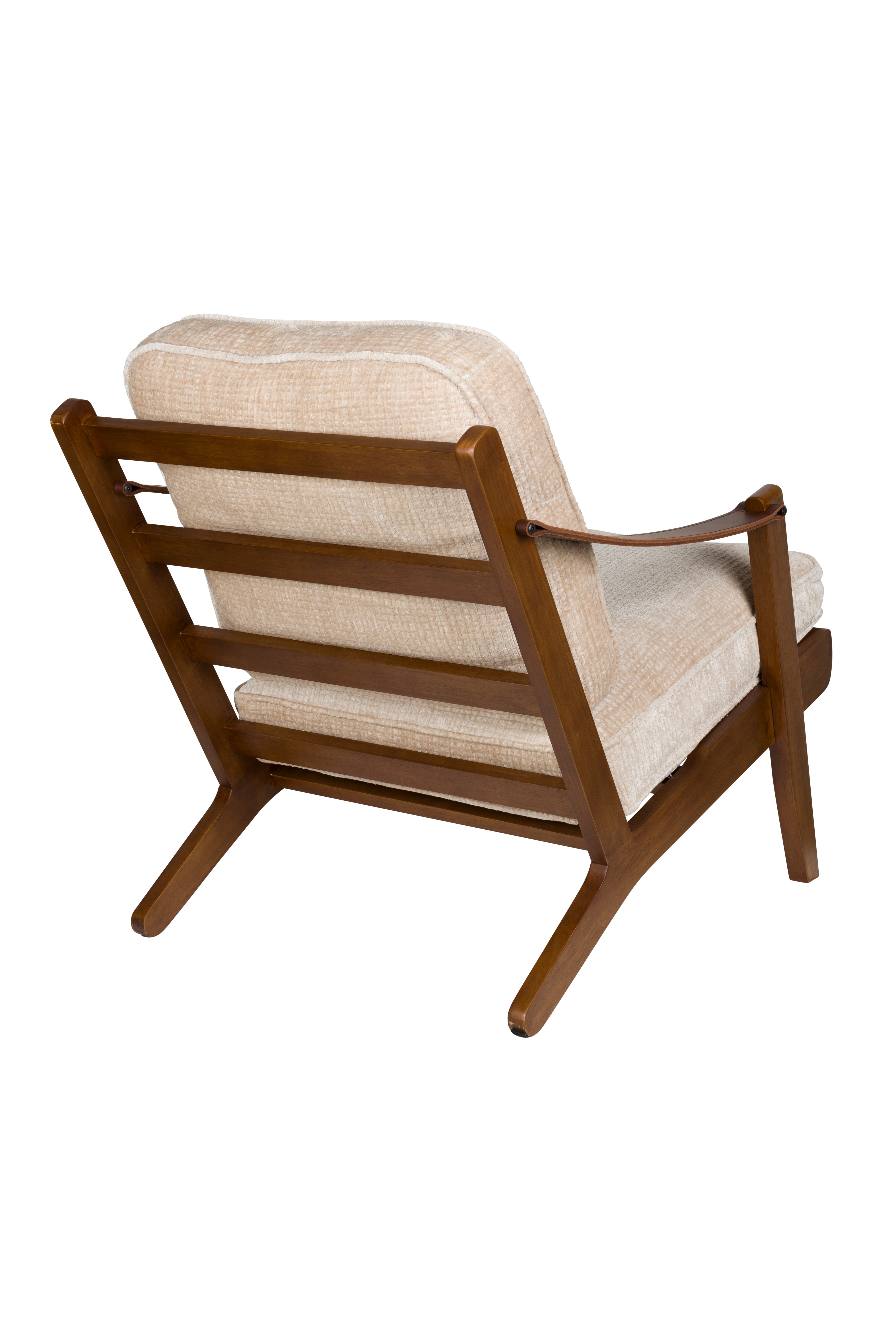 WASHINGTON armchair in beige with a wooden base