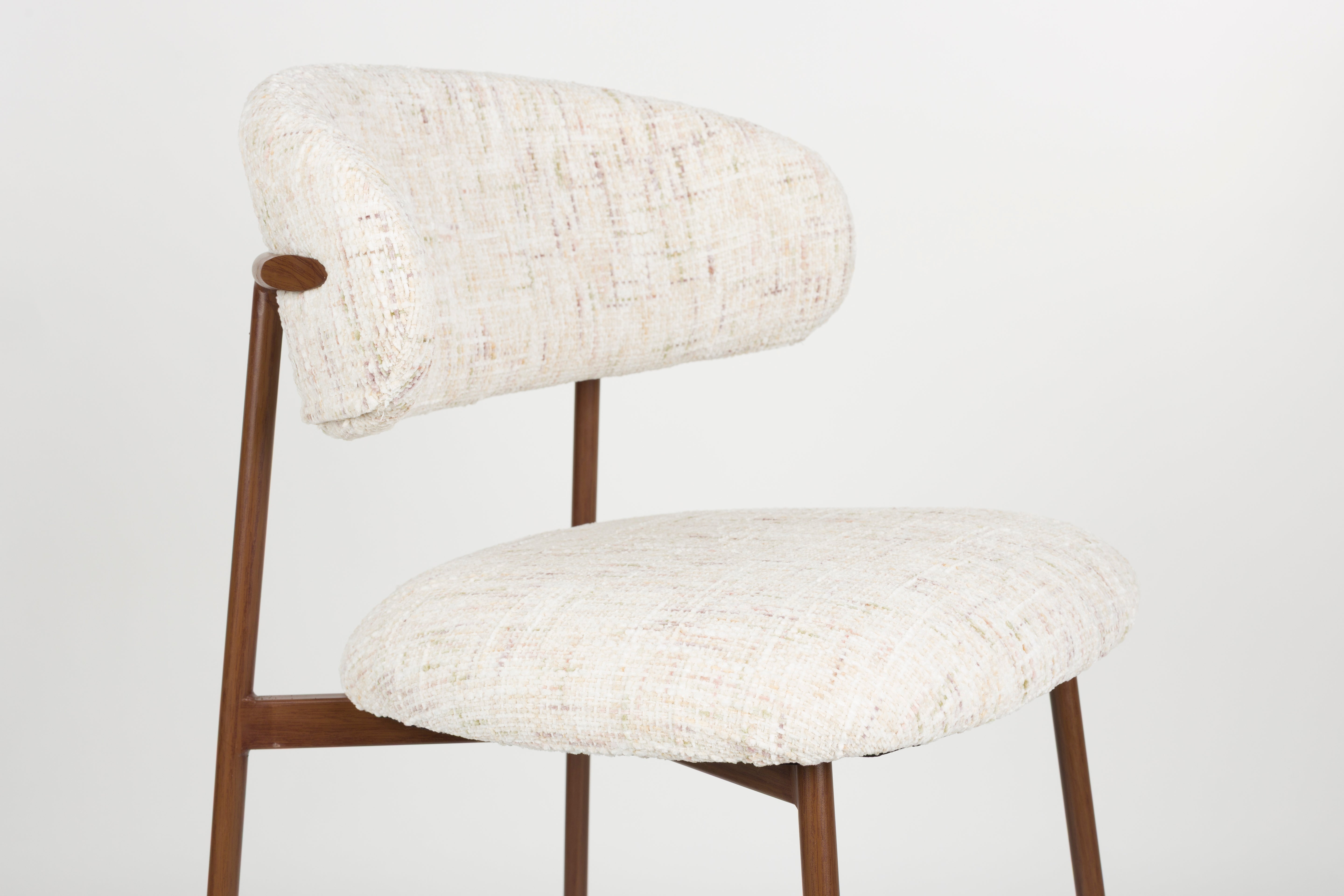 CLAES Bar Stool Light Beige Mélange with Brown Base