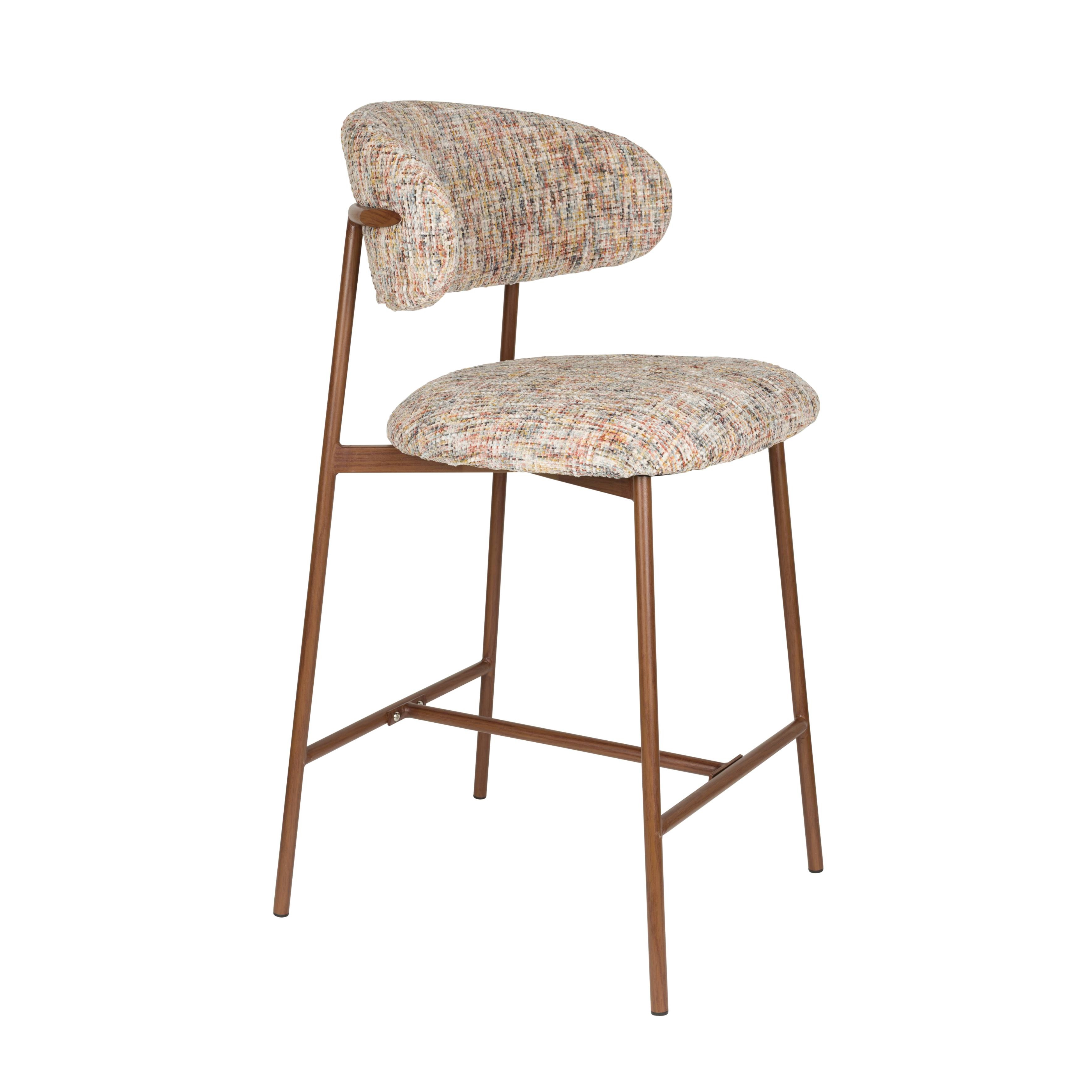 CLAES Bar Stool Beige Melange with Brown Base