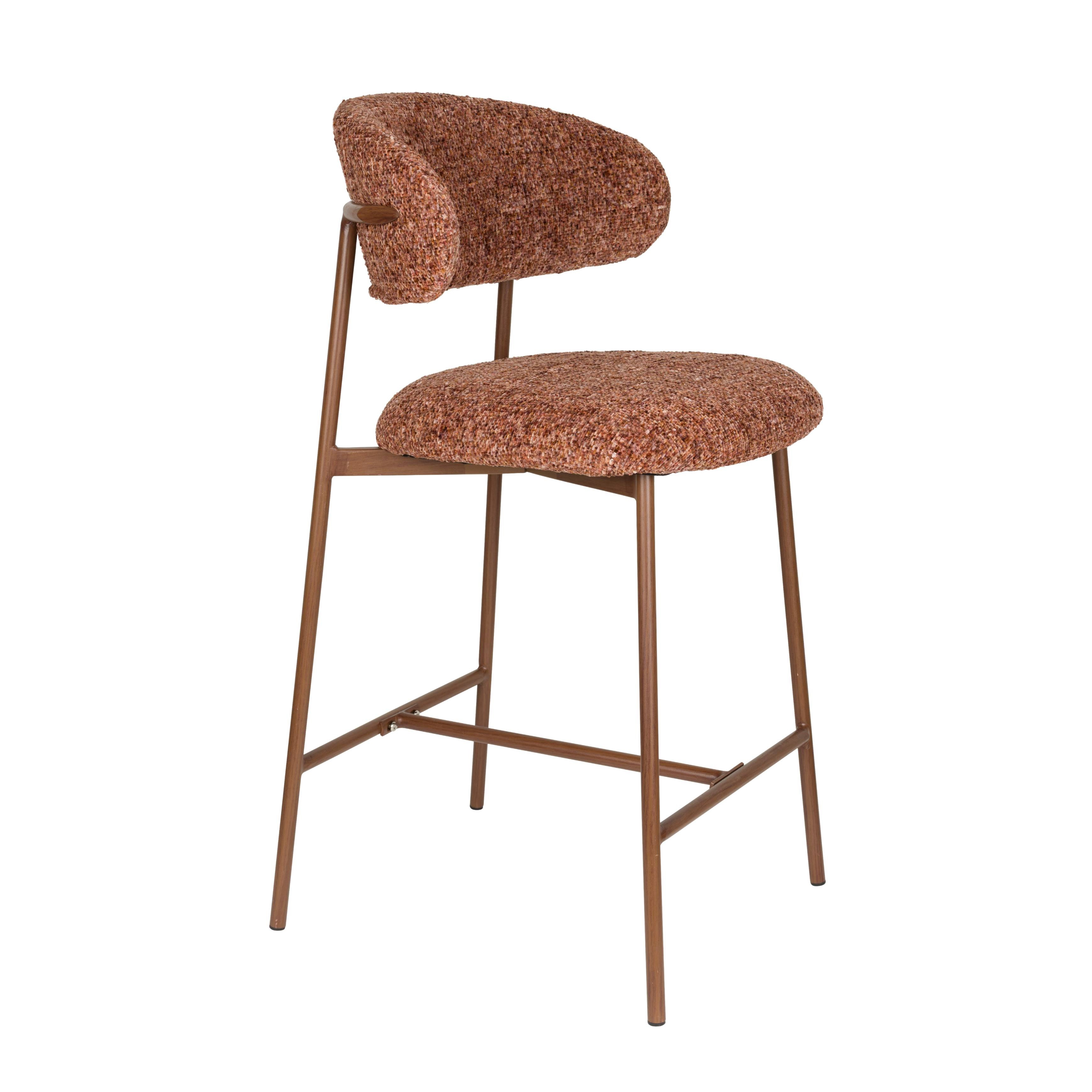 CLAES Bar Stool Terracotta with Brown Base