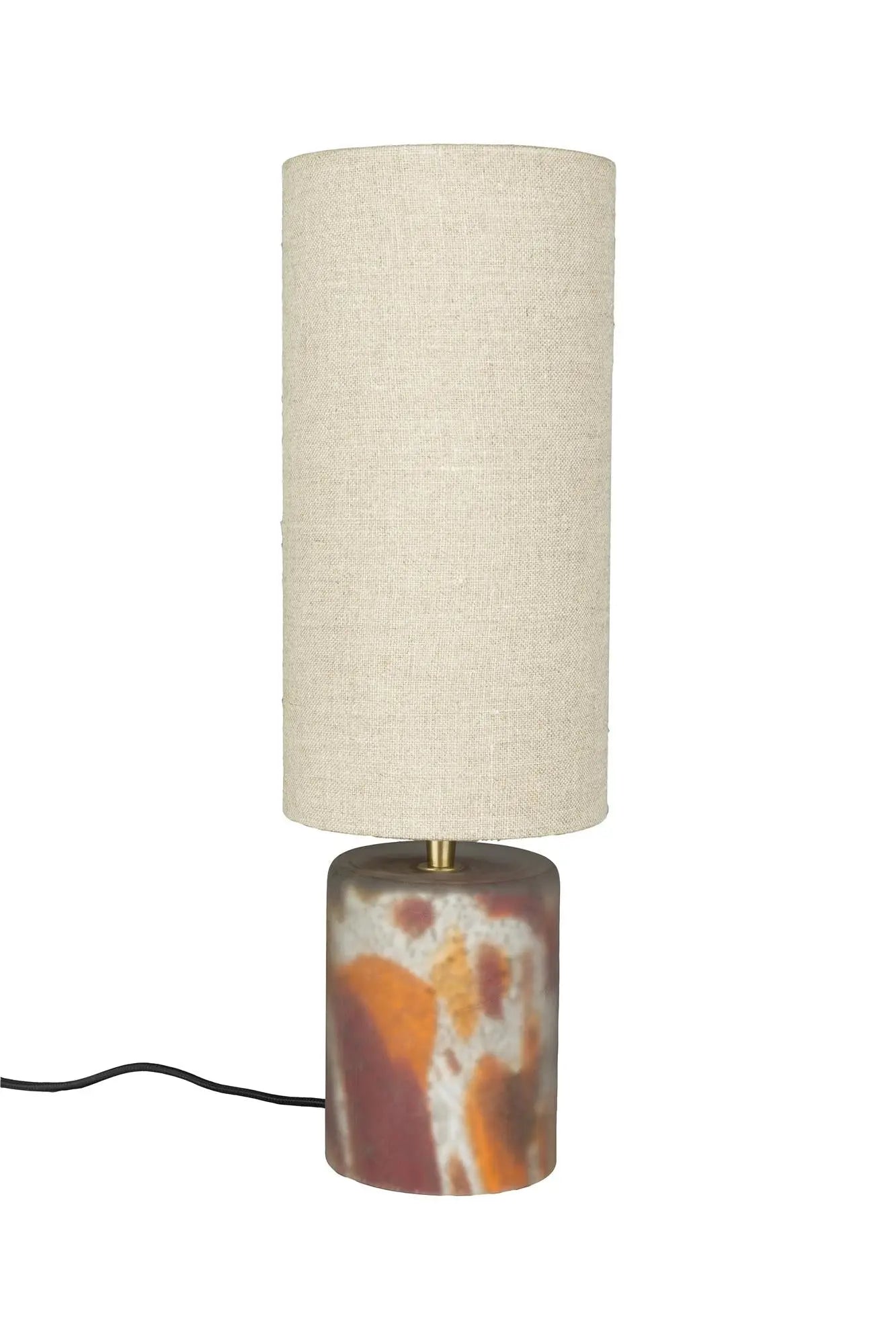 Lampa stołowa EARL beżowy – plecionka i szkło