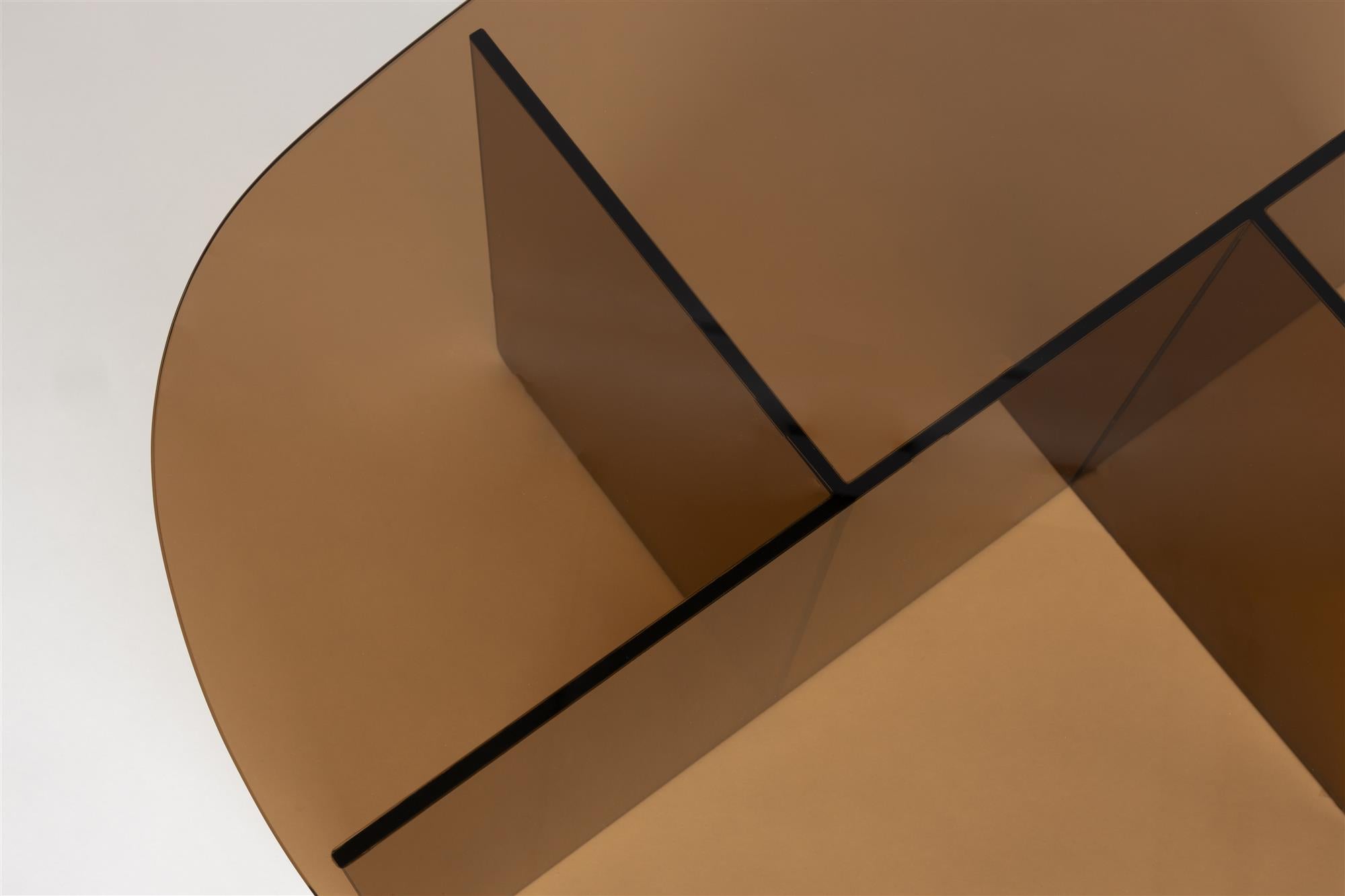 LINEA Coffee Table with Brown Glass
