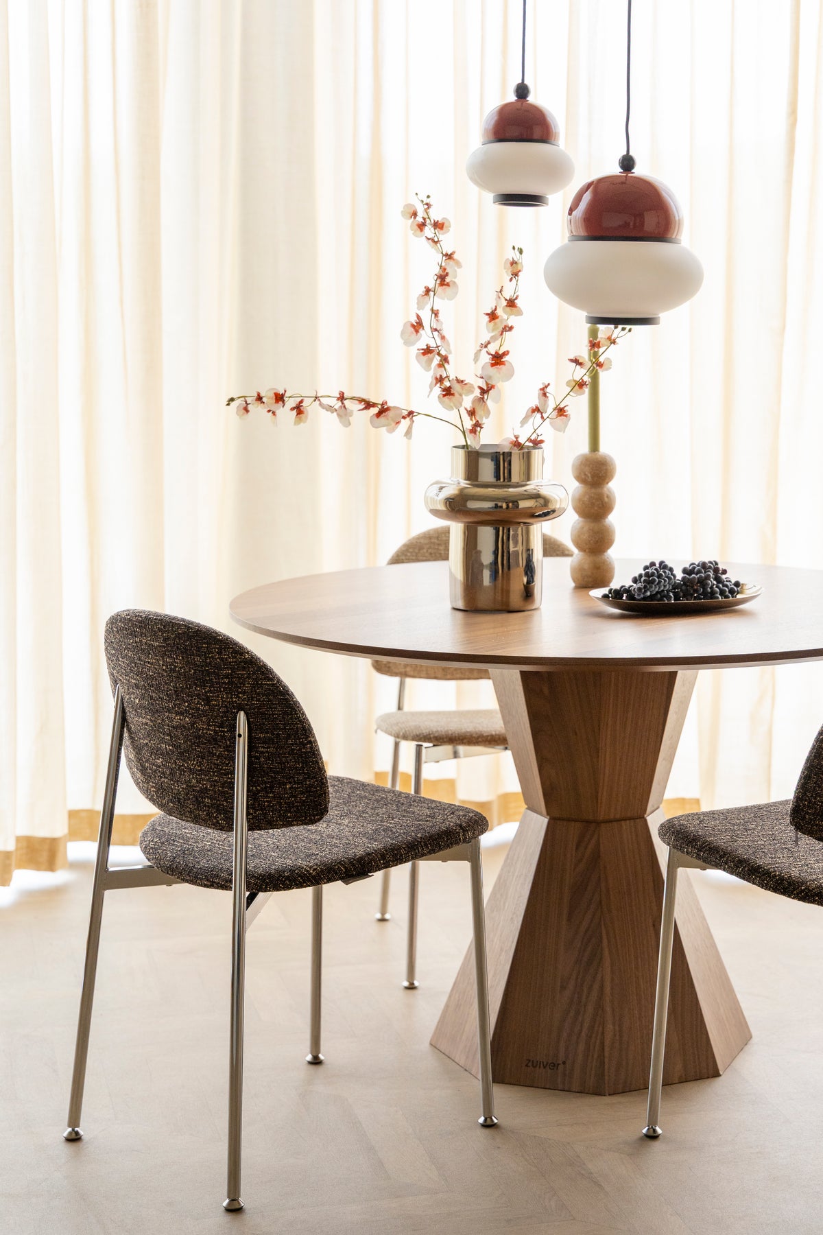 LOTUS Round Walnut Veneer Table