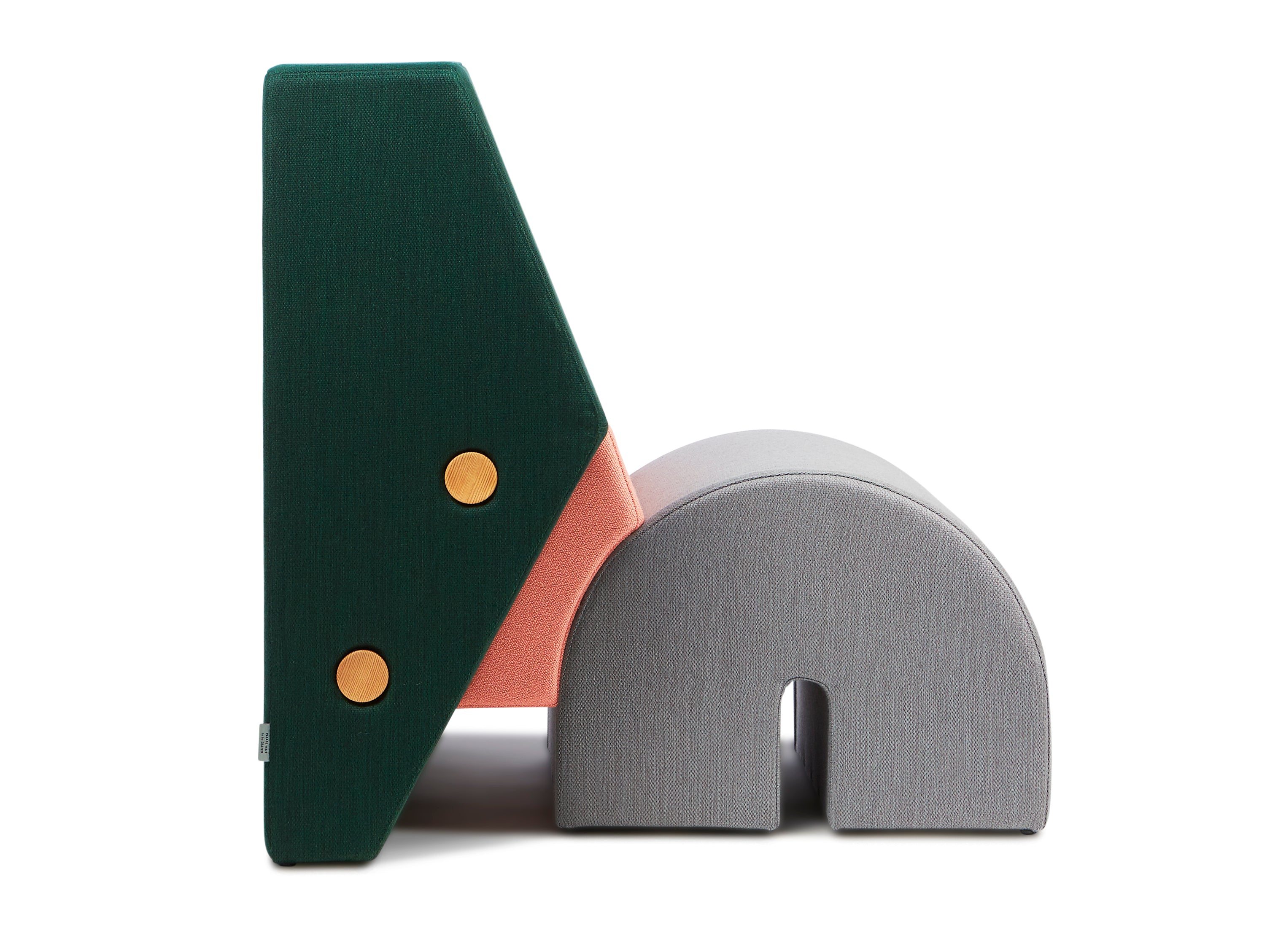 KEYSTONE armchair in green with pink and gray
