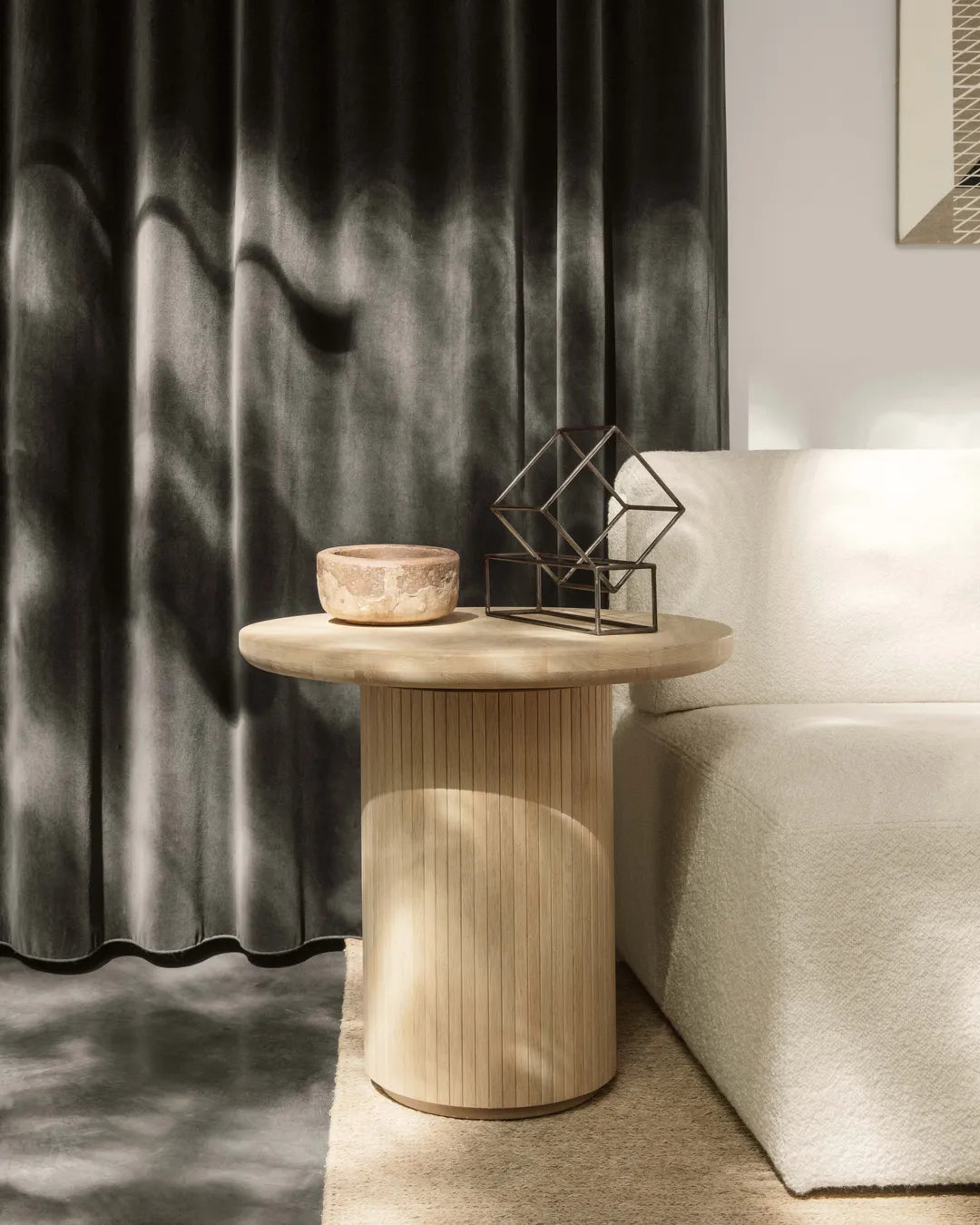 MOON side table black oak veneer and marble