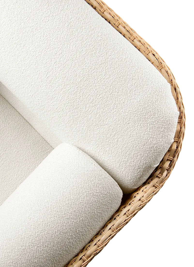 BASKET 2-Sitzer-Sofa weiß mit Rattan