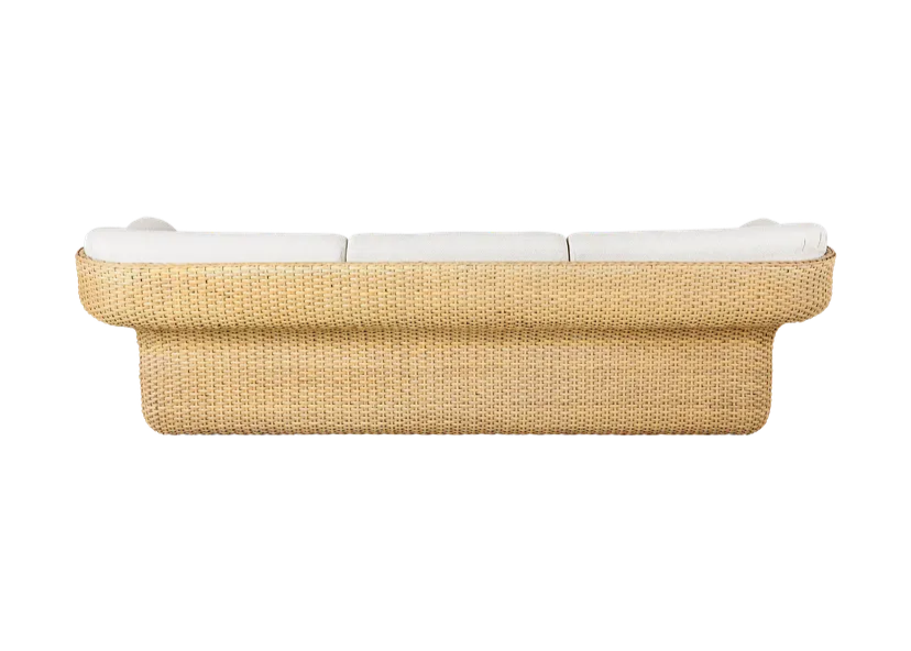 BASKET 3-Sitzer-Sofa weiß mit Rattan
