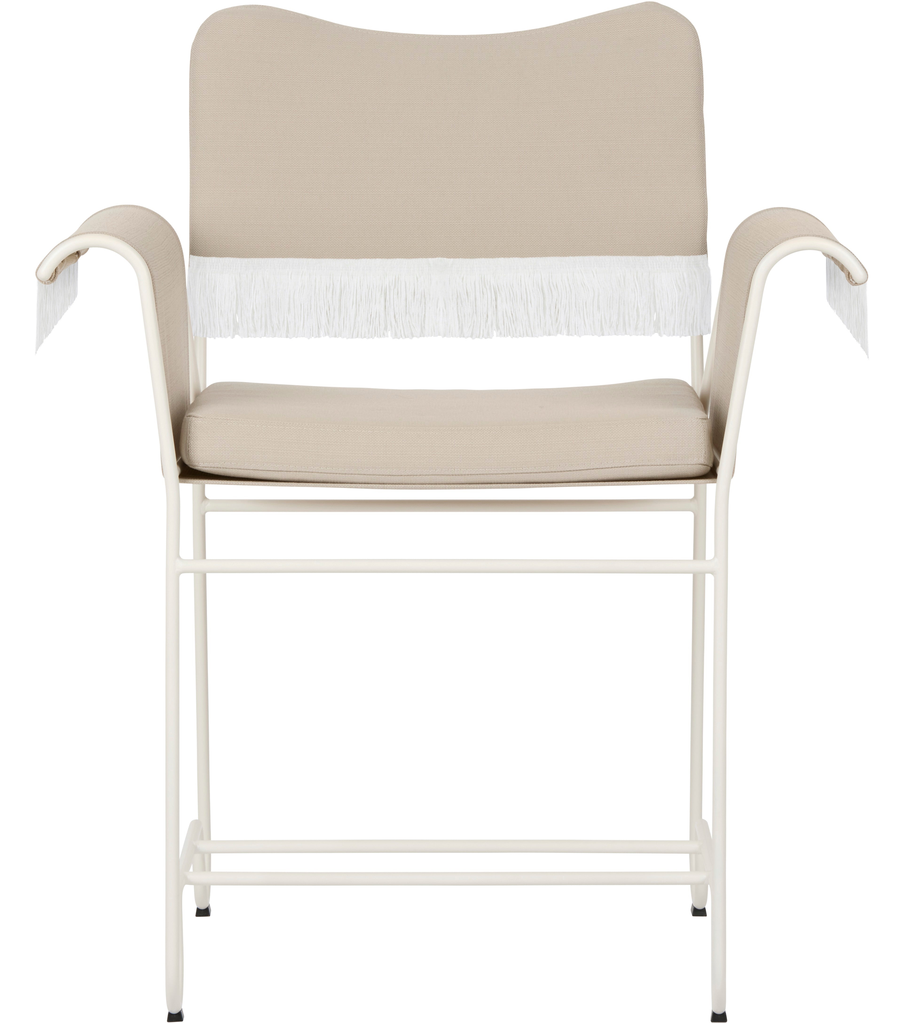 TROPIQUE Gartenstuhl, beige, mit weißem Stahlgestell