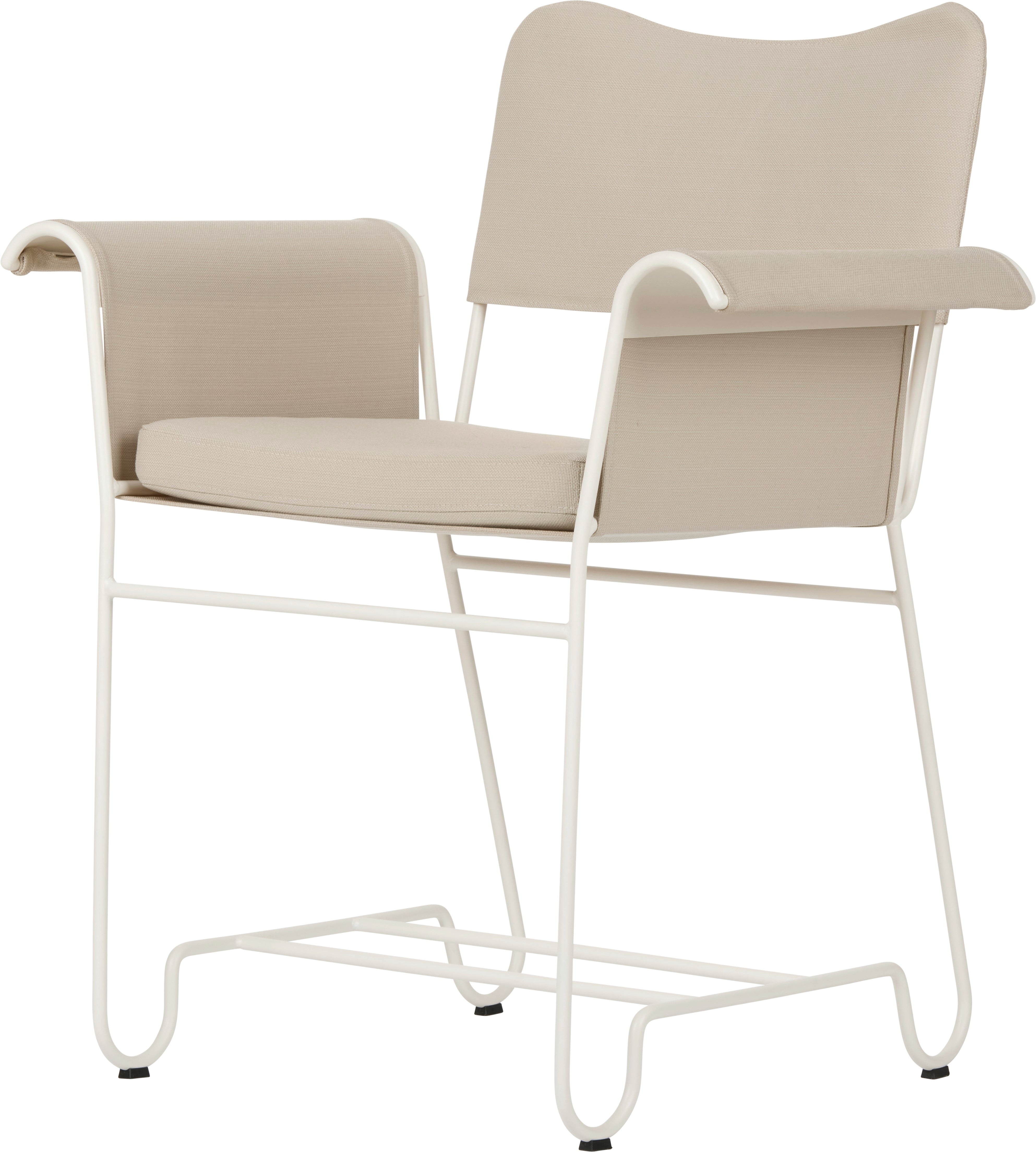 TROPIQUE Gartenstuhl, beige, mit weißem Stahlgestell