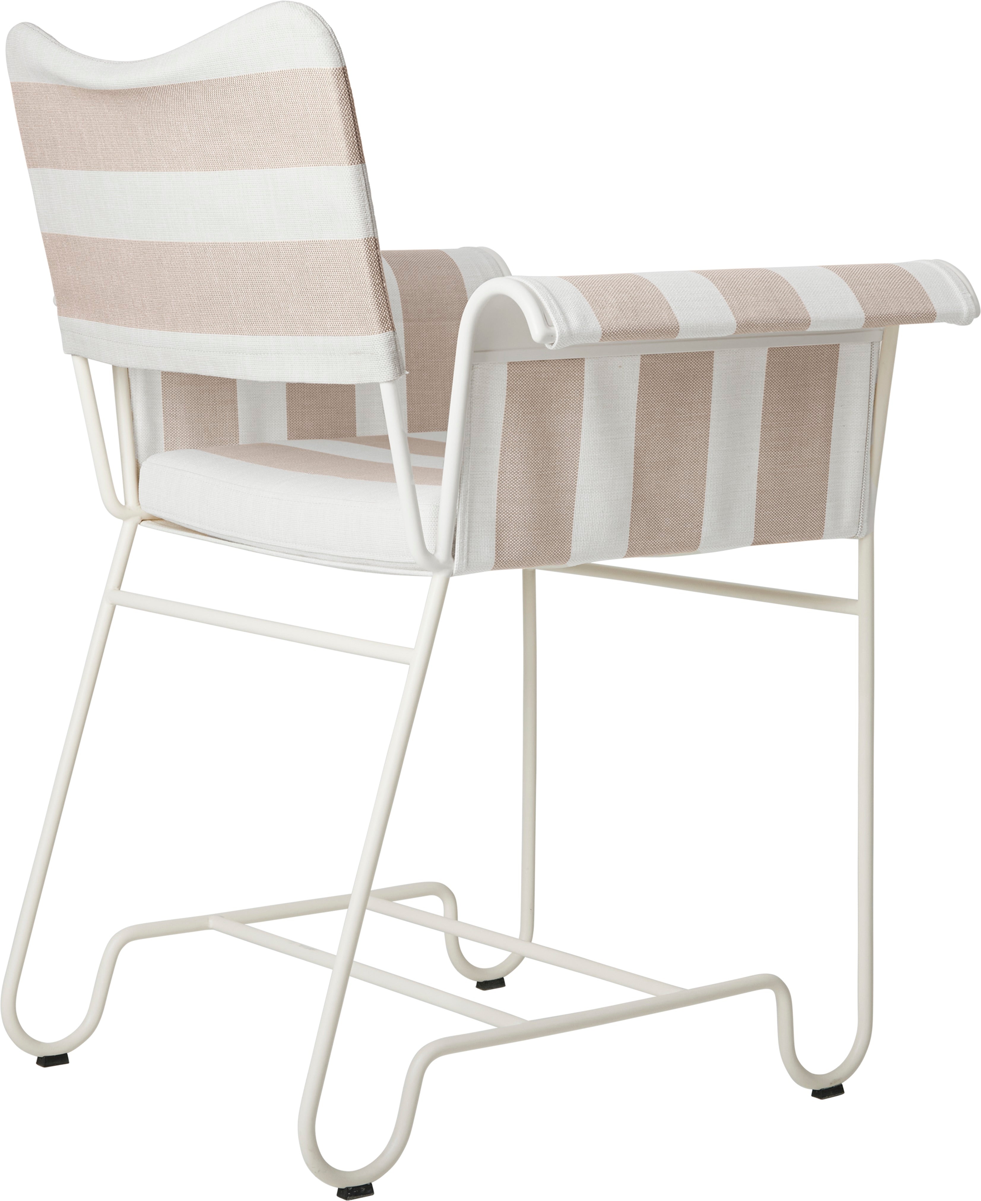 TROPIQUE Gartenstuhl beige und weiß mit weißem Stahlgestell