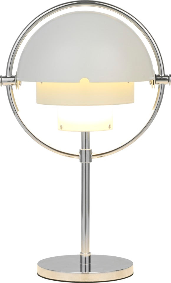 MULTI-LITE weiße tragbare Lampe mit Chromsockel