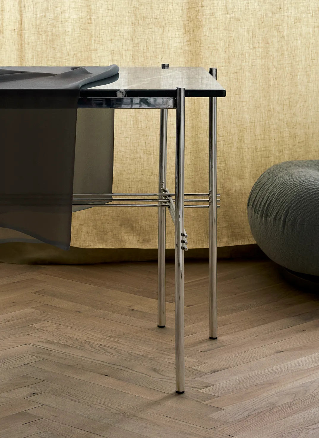 TS desk black marble with chrome base
