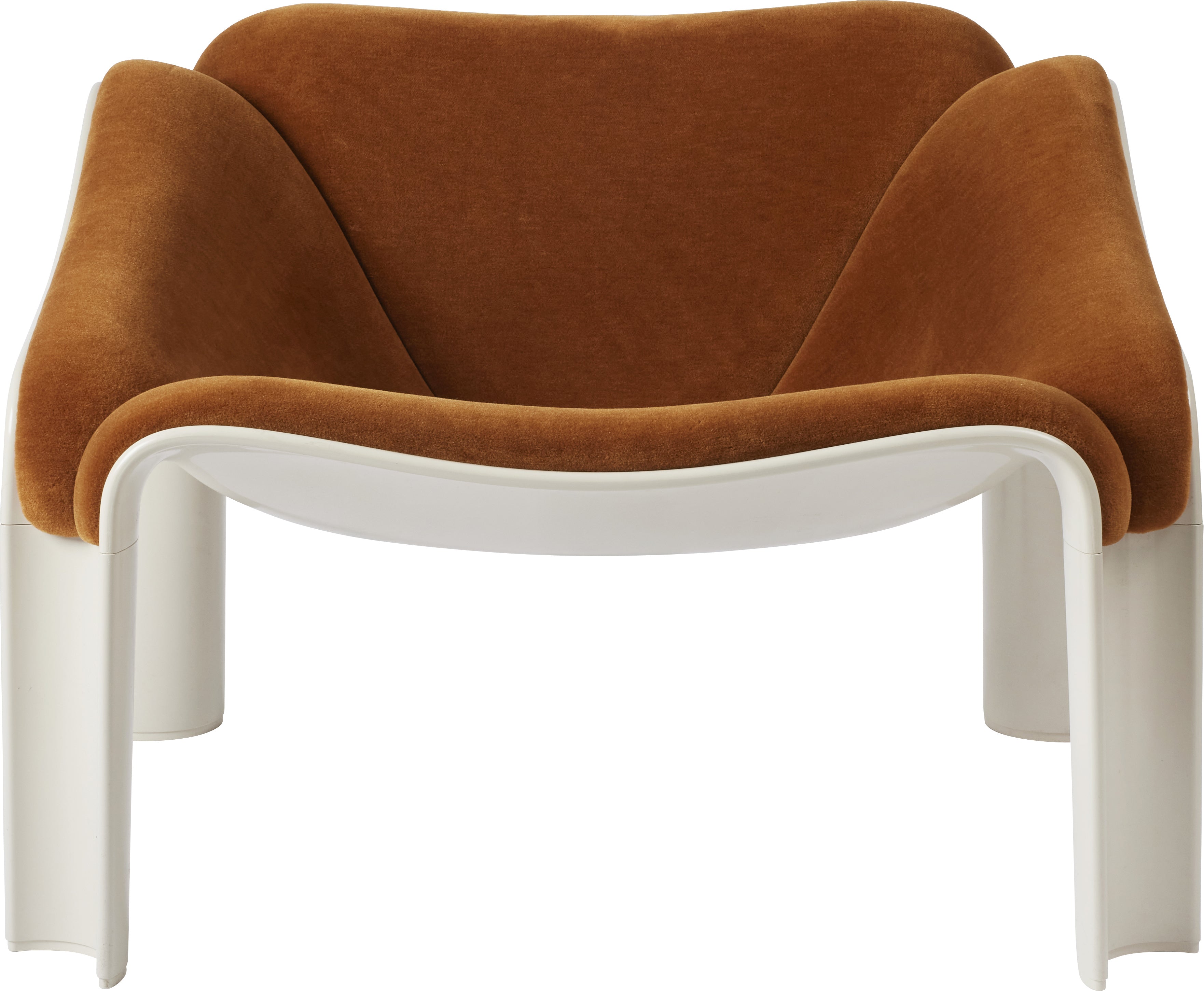 Sessel F300 in Kiefernholz mit weißem Sockel