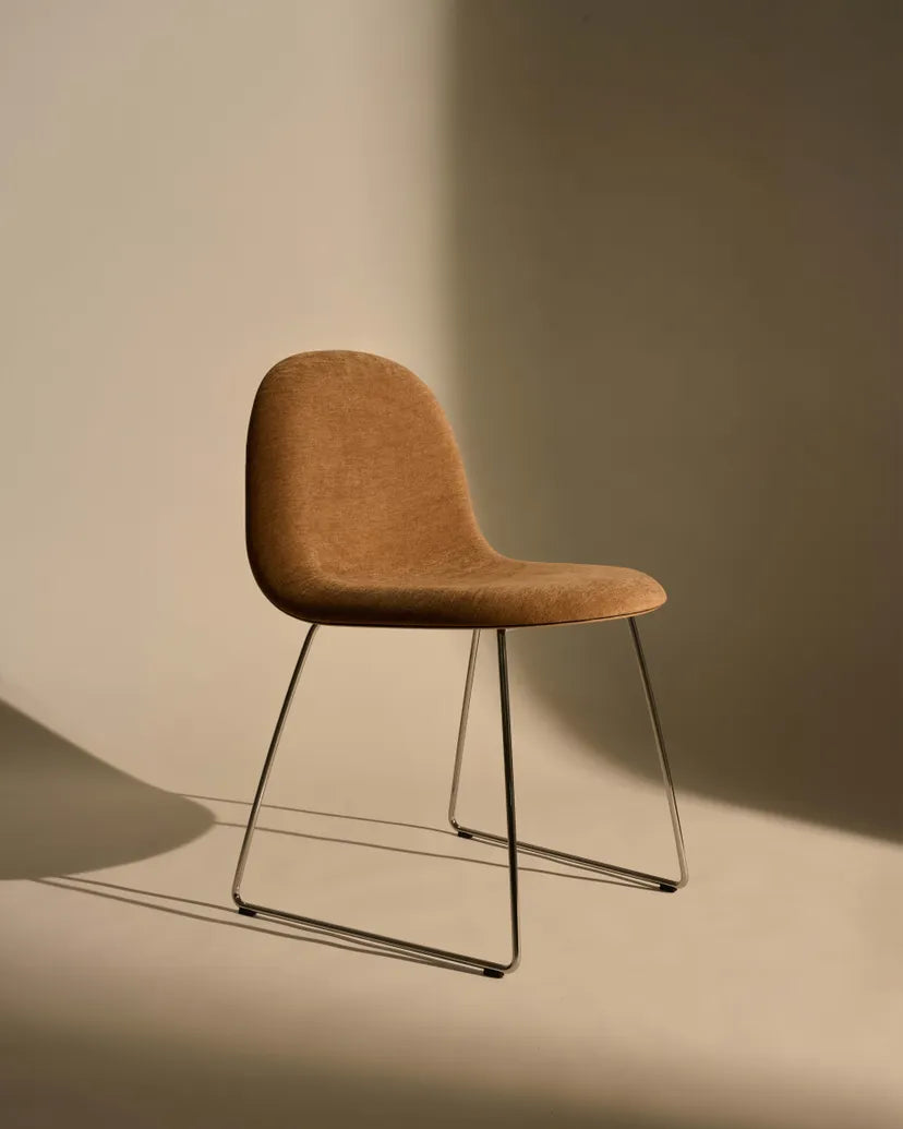 Upholstered GUBI 3D Chair with Chrome Base