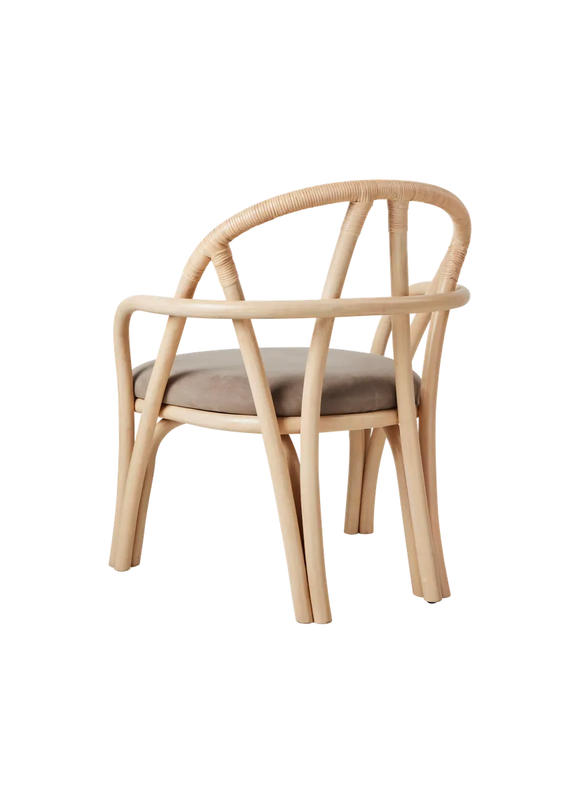 Upholstered BISTRA Armchair with Rattan Base