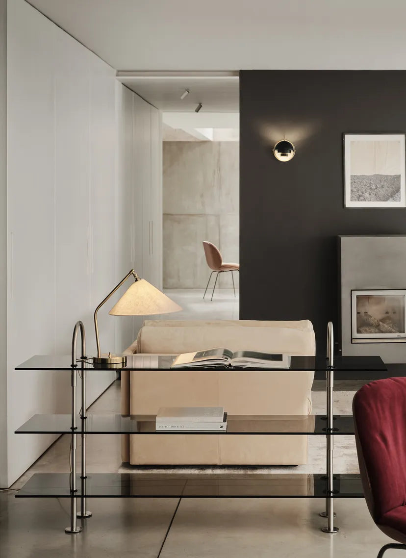 KEEN Shelf with Smoky Glass and Black Brass Frame