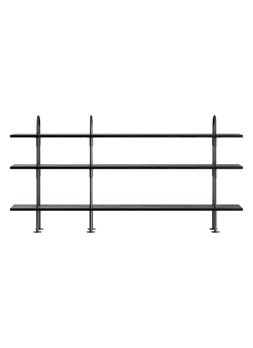 KEEN Shelf dark ash wood with black brass frame
