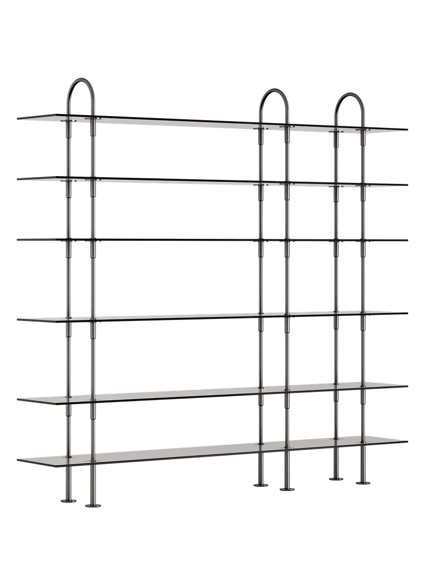 KEEN Shelf with Smoky Glass and Black Brass Frame