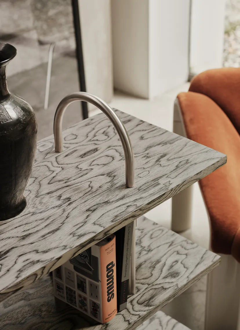 KEEN Shelf in Gray Wood with Black Brass Frame
