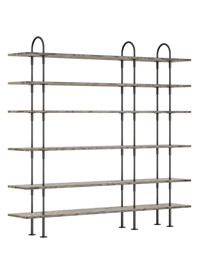 KEEN Shelf in Gray Wood with Black Brass Frame