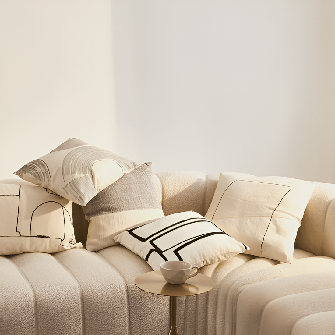 Arte white pillow with black print