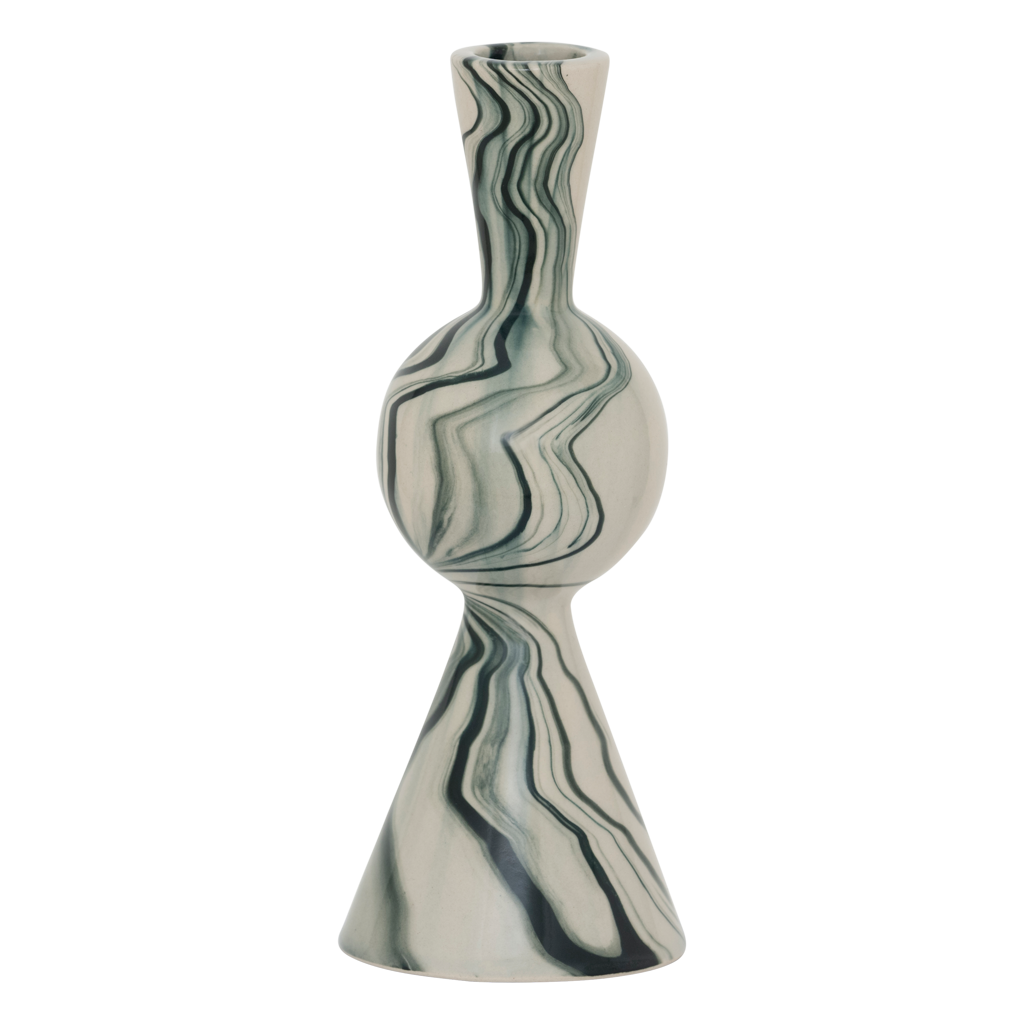 White ceramic candle holder VENDT with green